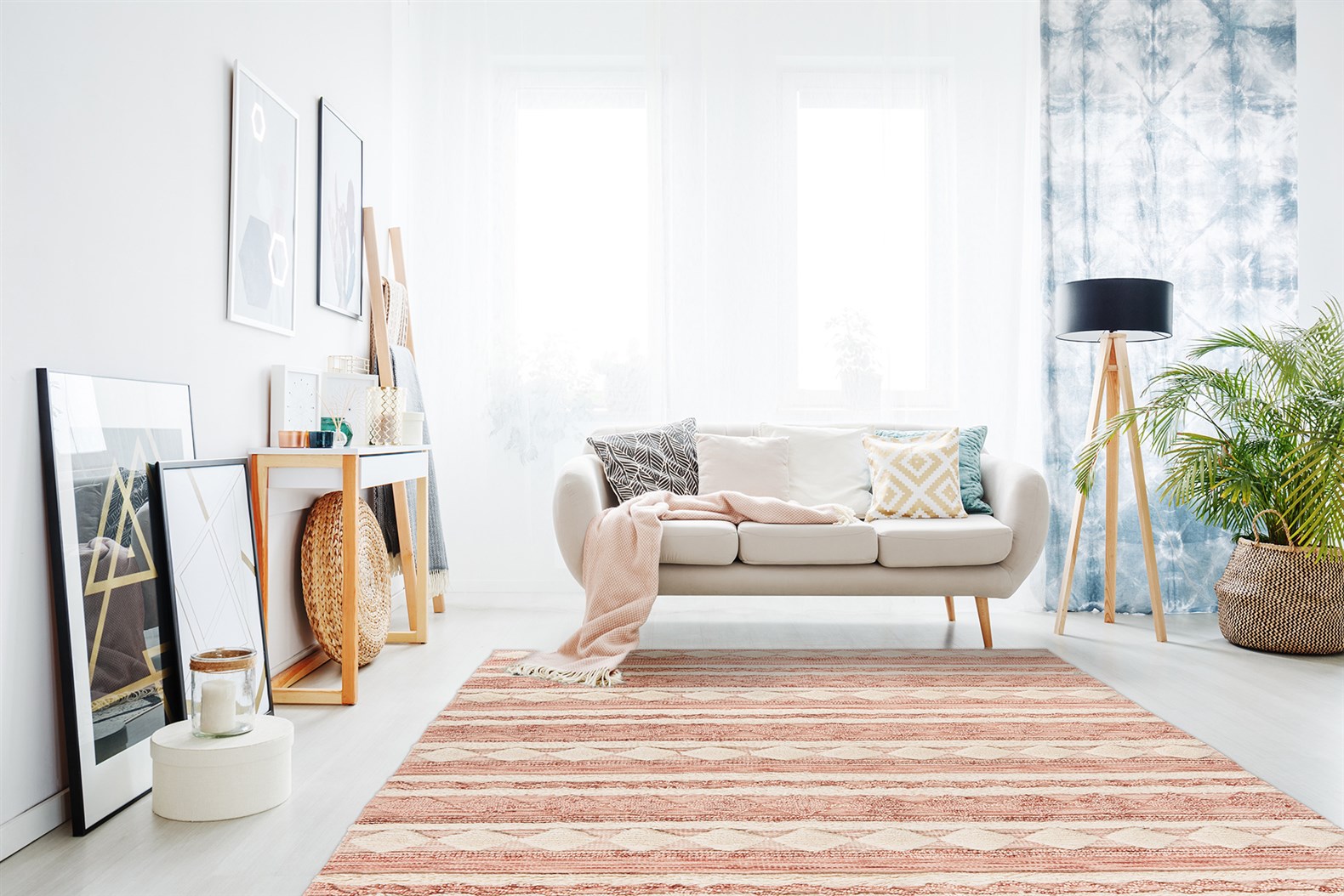 Teppich Bohist 225 Rosa / Creme 120cm x 180cm