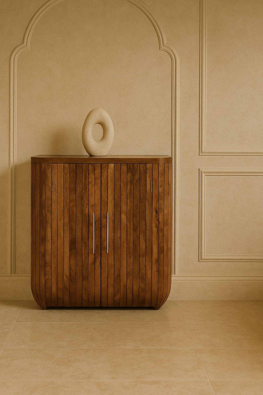 Schrank mit geriffelter Rundung