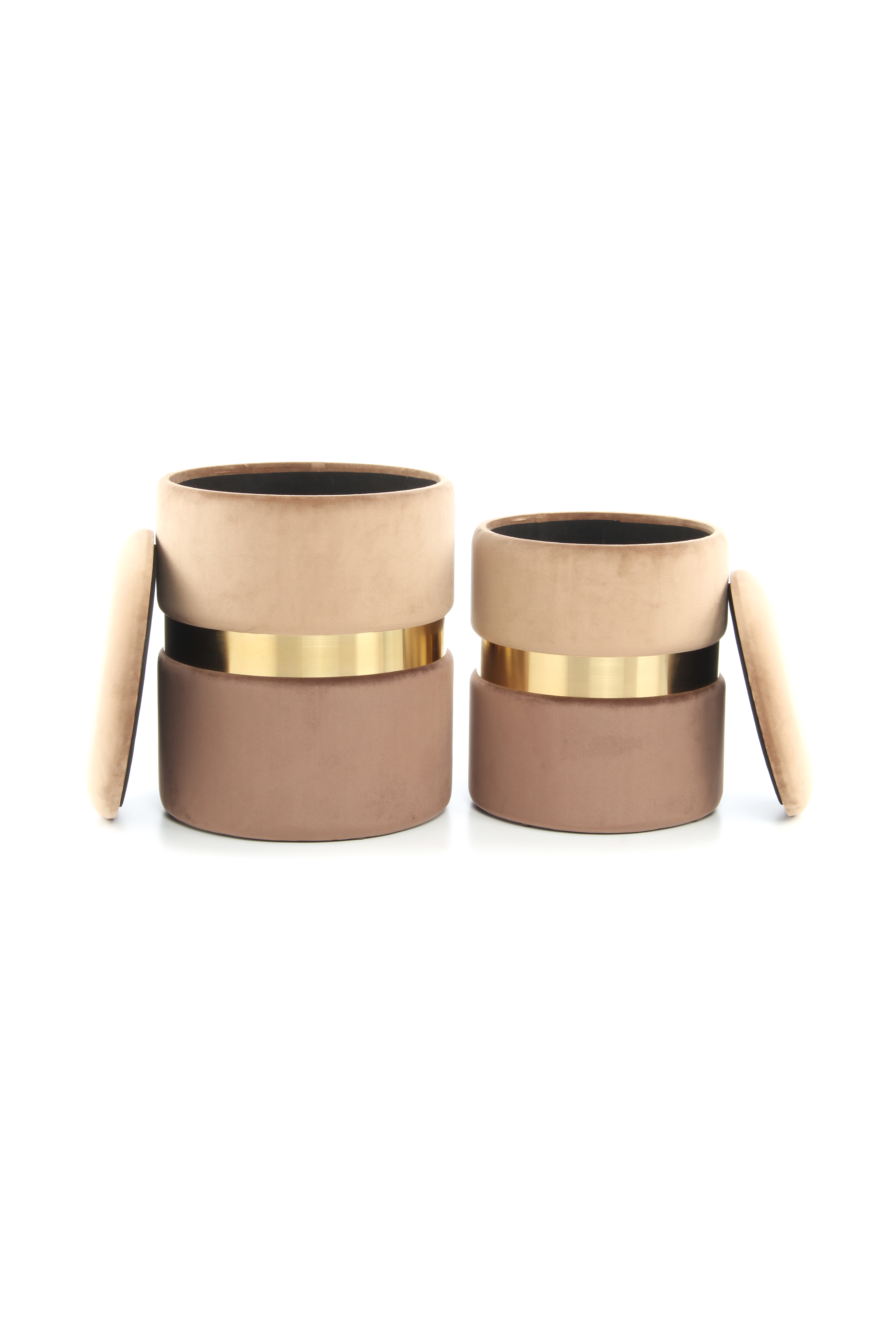 Hocker Hocker Zora 125 2er-Set Hellbraun / Gold / Braun