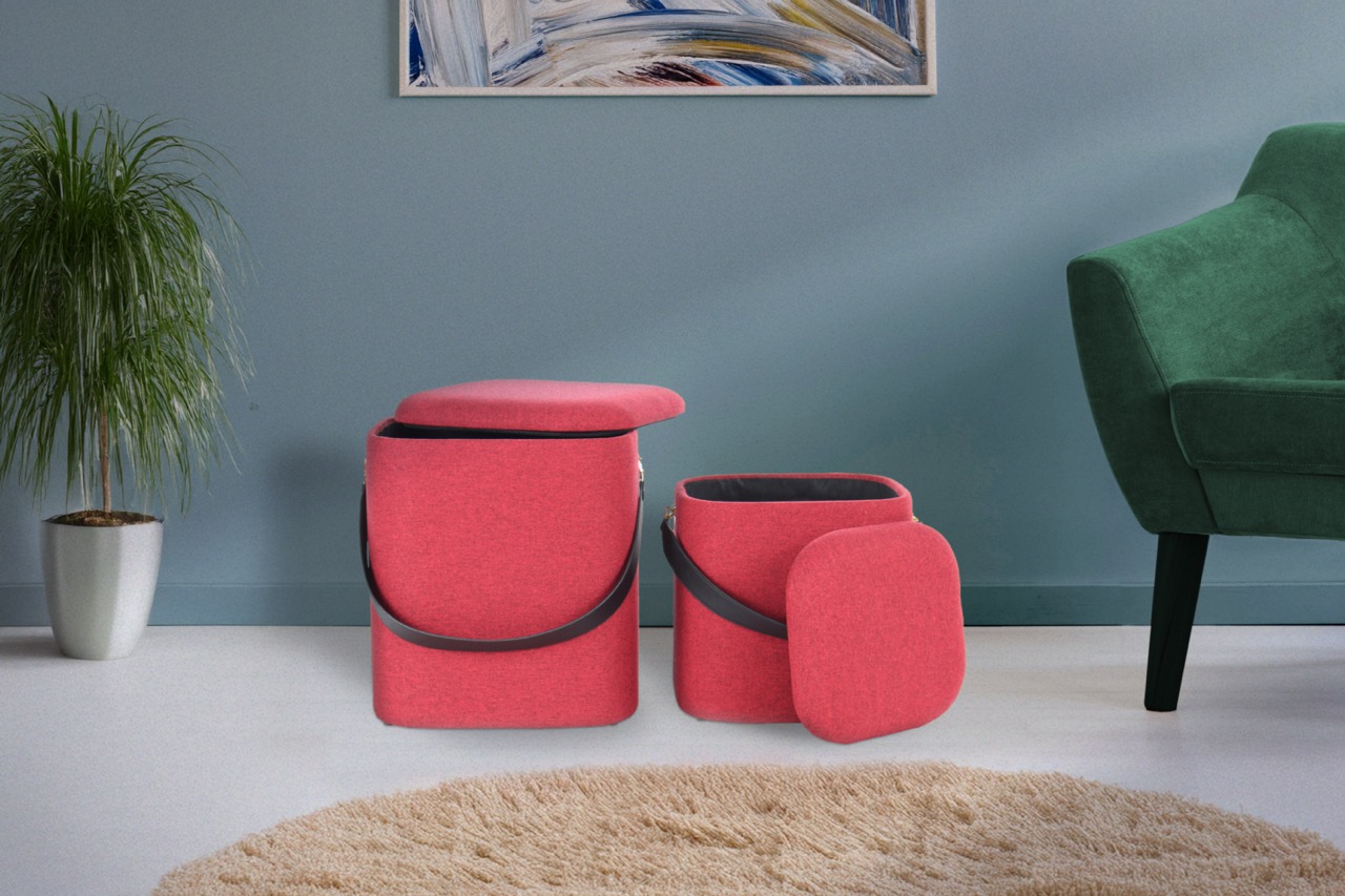 Hocker Hocker Arabella 225 2er-Set Rot / Schwarz