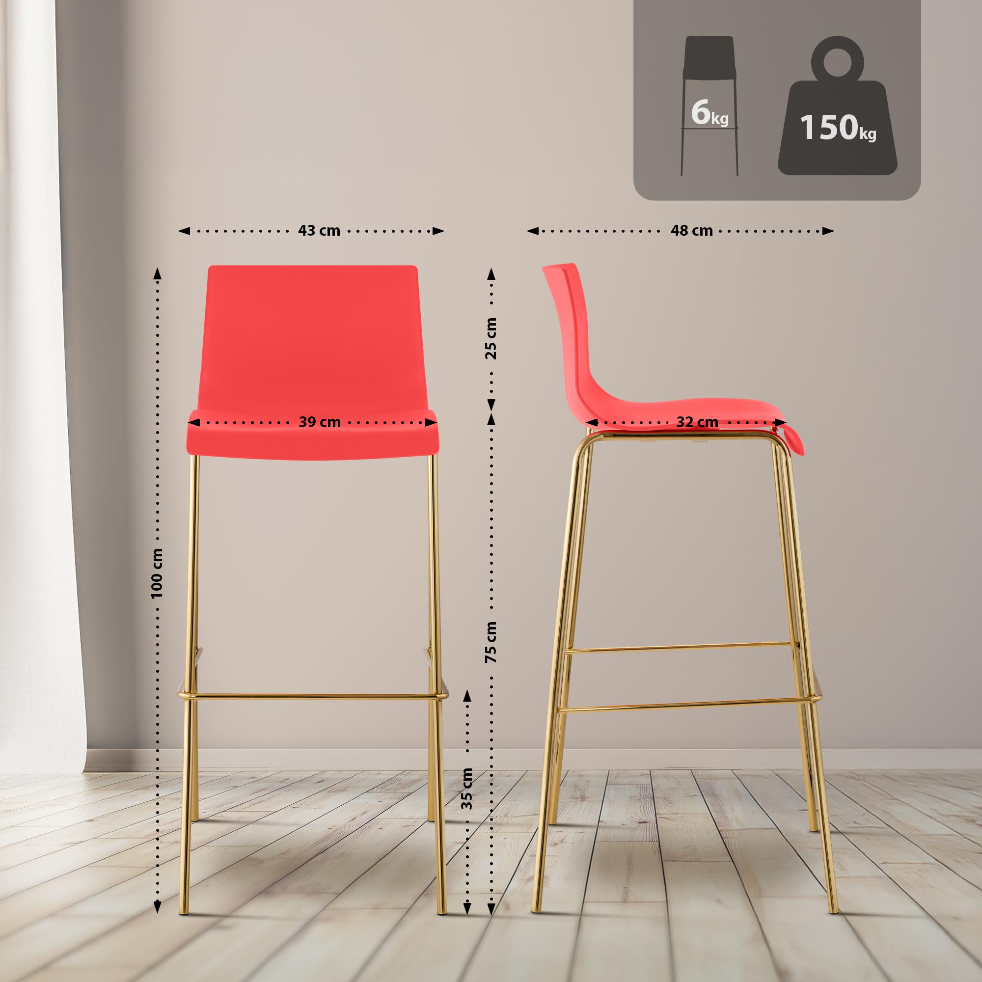 Barhocker Hoover Kunststoff 4-Fuß Gold