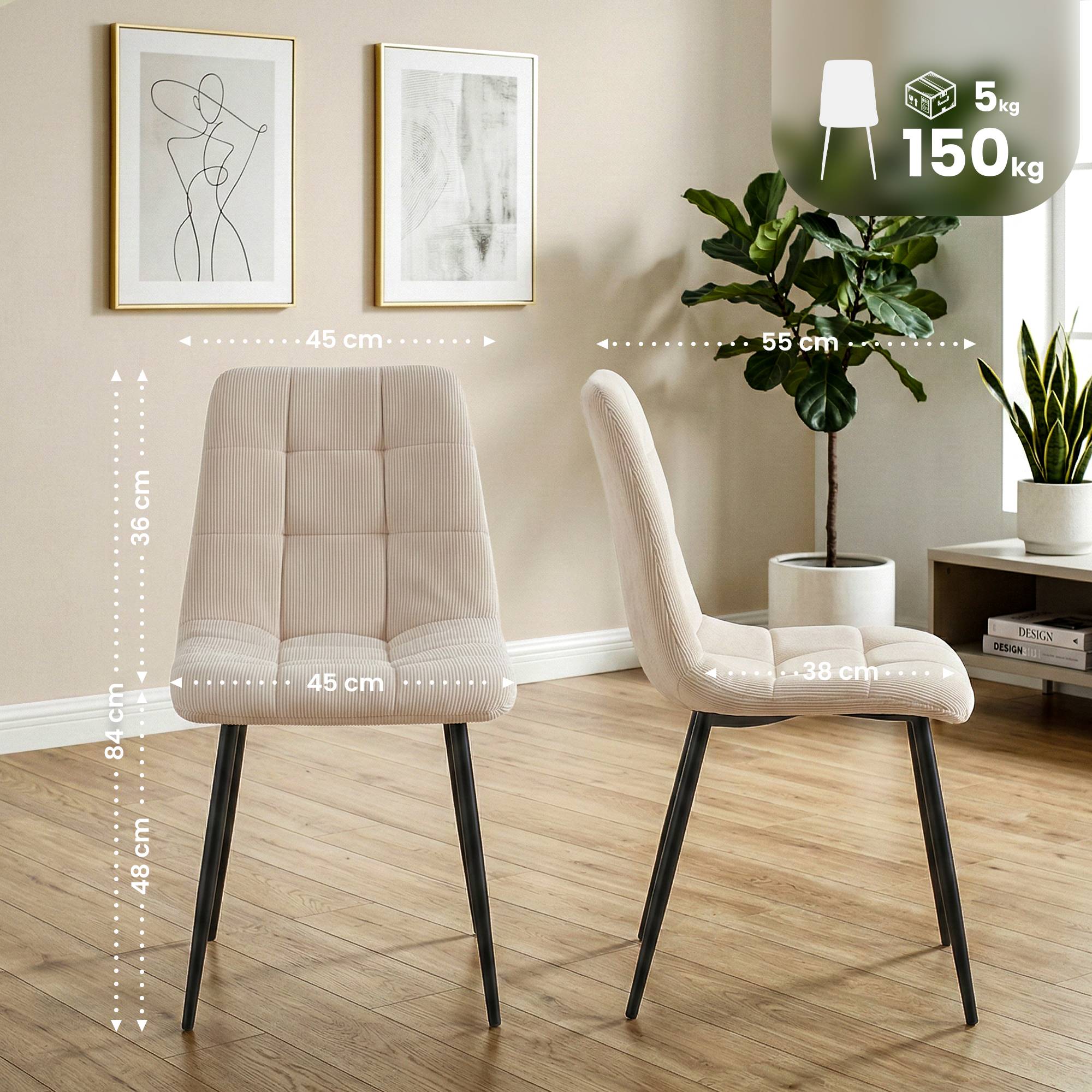 2er Set Esszimmerstuhl Antibes Cord