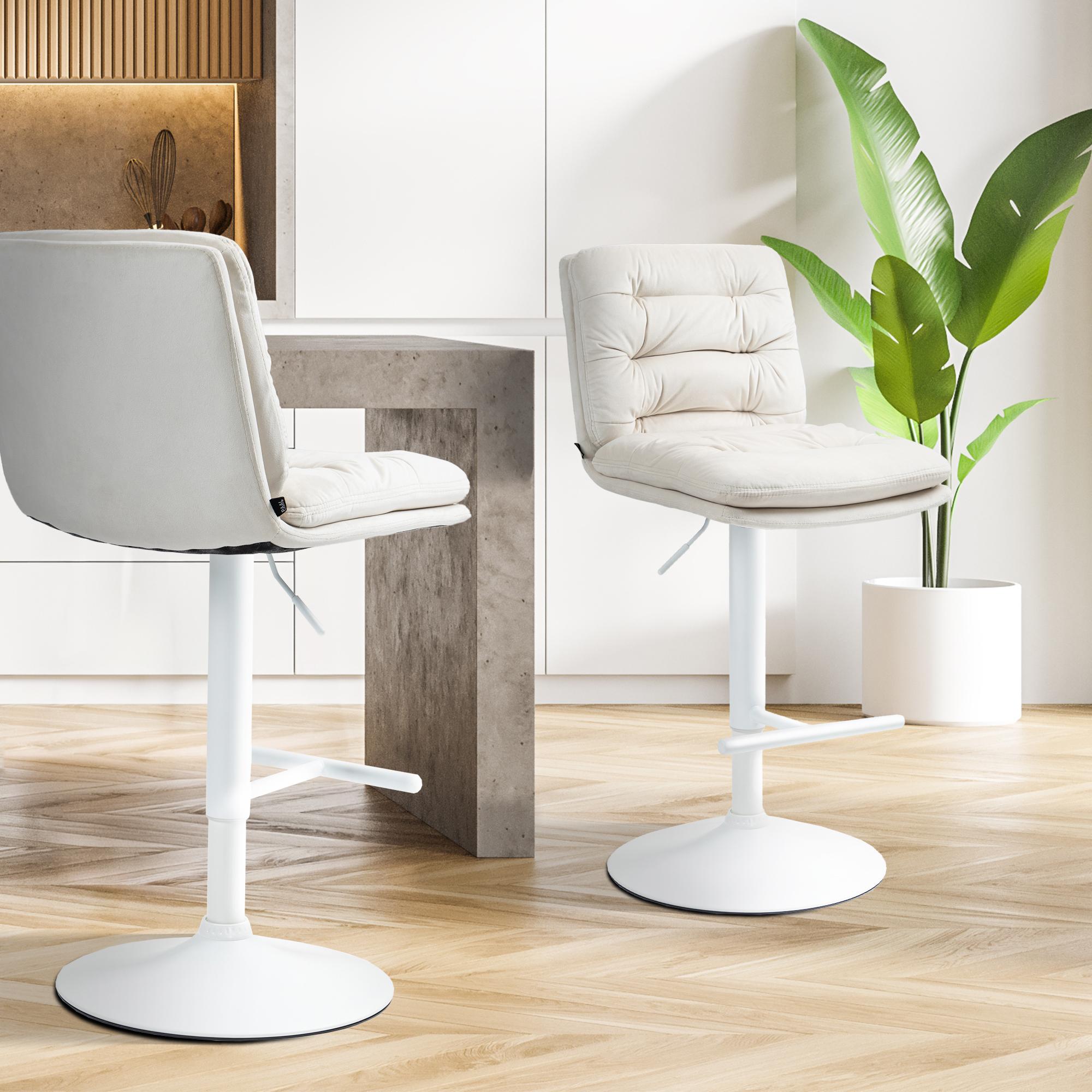 2er Set Barhocker Damar Samt weiß