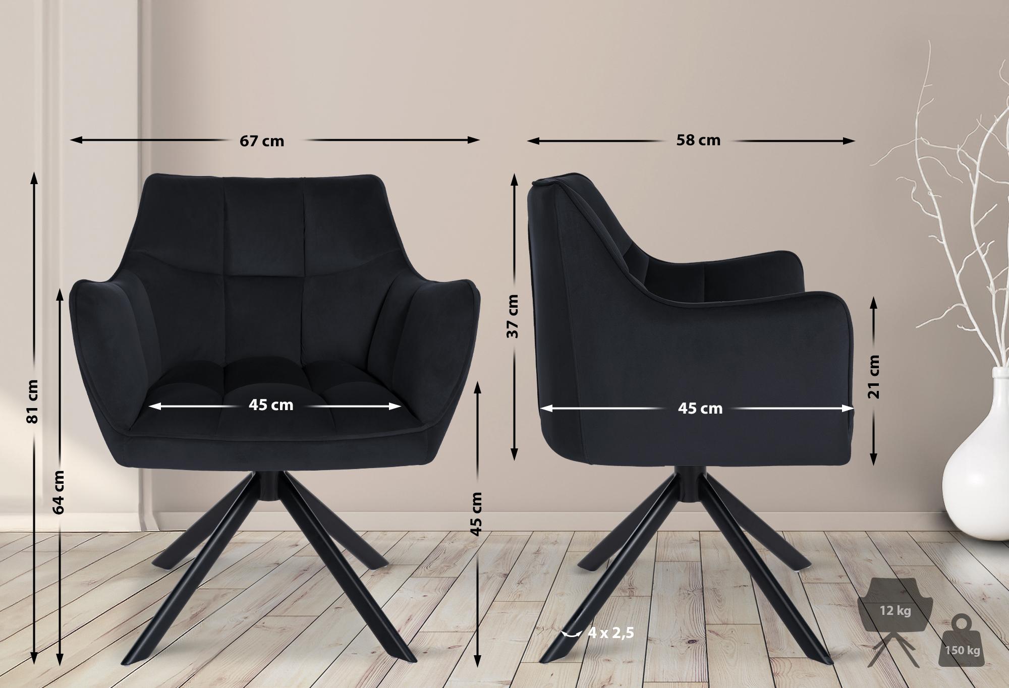 Esszimmerstuhl Swing Samt schwarz