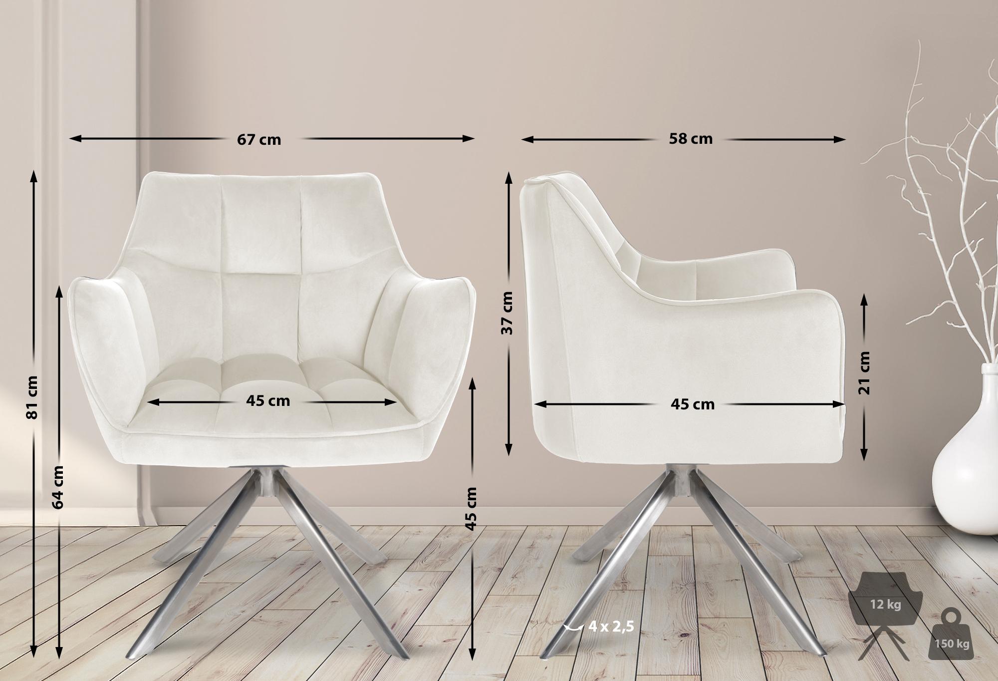 Esszimmerstuhl Swing Samt edelstahl