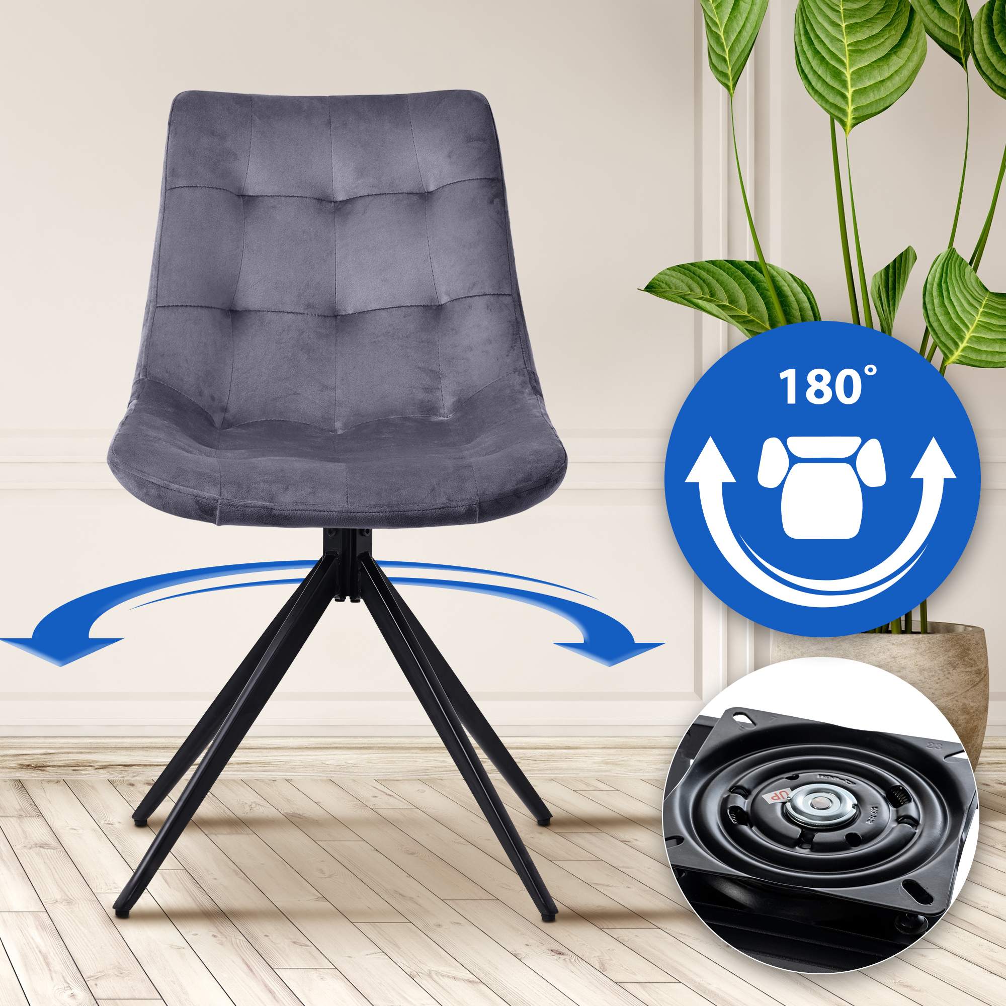 2er Set Esszimmerstuhl Merna Samt