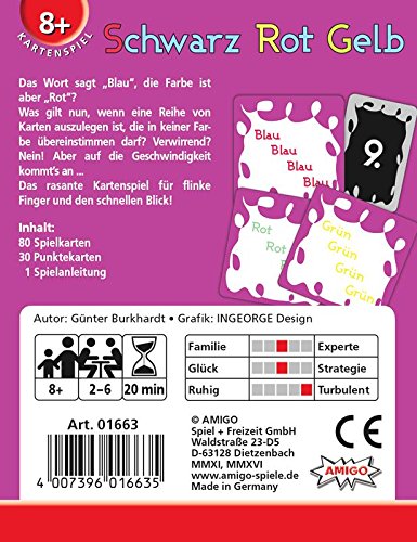 AMIGO Brettspiele & Gesellschaftsspiele Amigo 01663 - Schwarz Rot Gelb - Kartenspiel