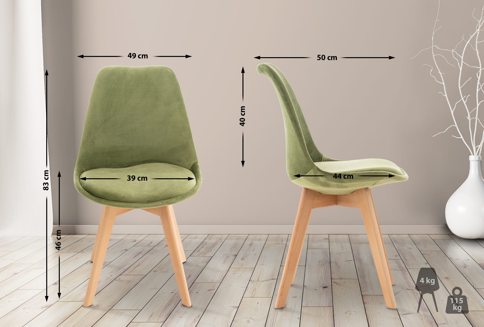 4er Set Stuhl Linares Samt
