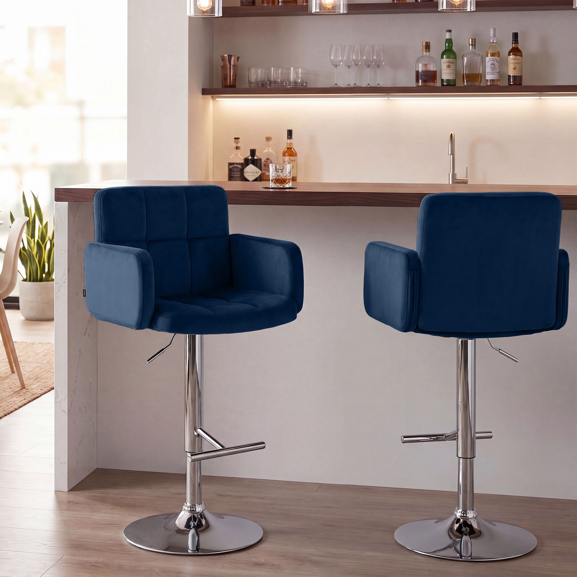 Barhocker Los Angeles Samt chrom