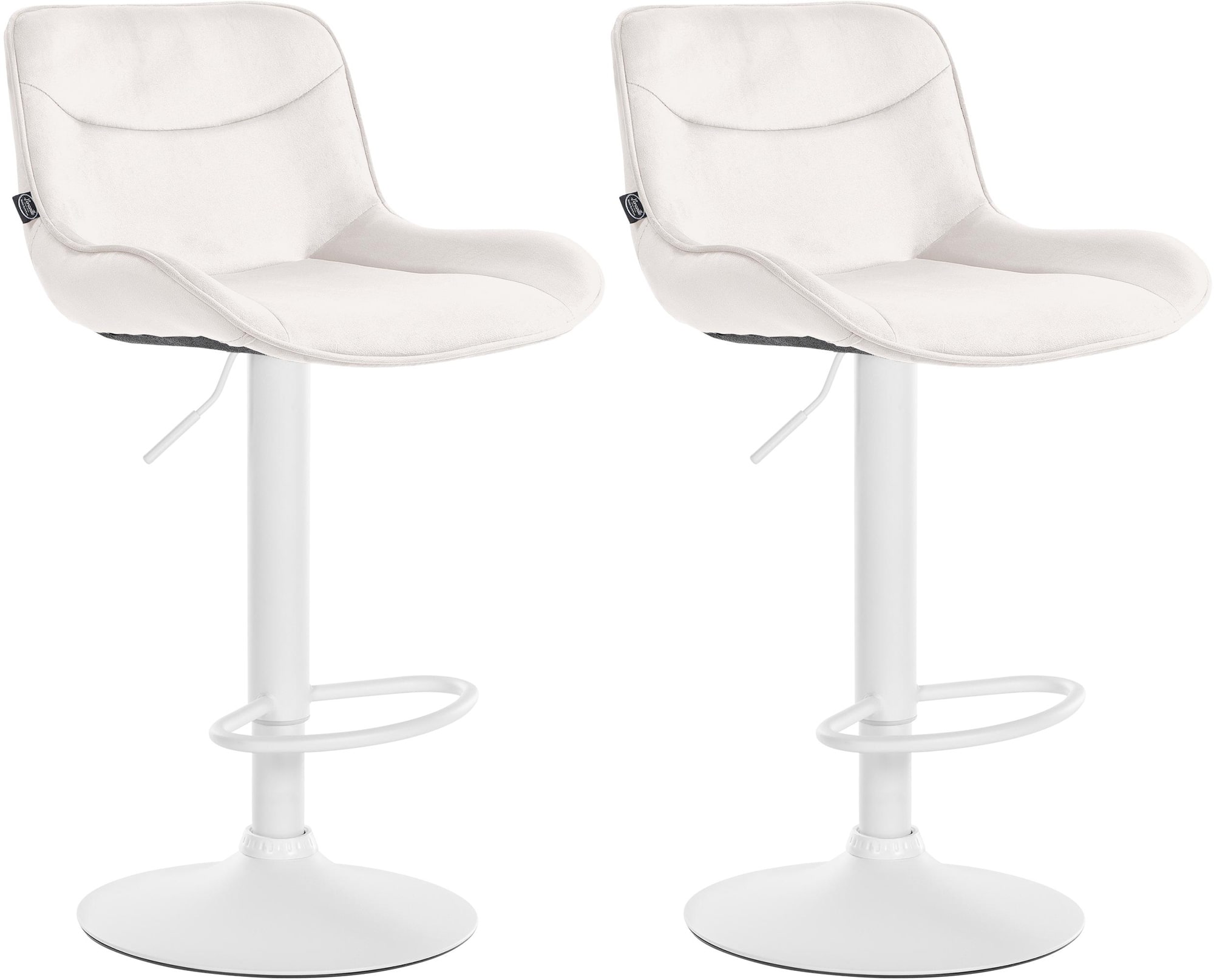 2er Set Barhocker Vonore Samt weiß