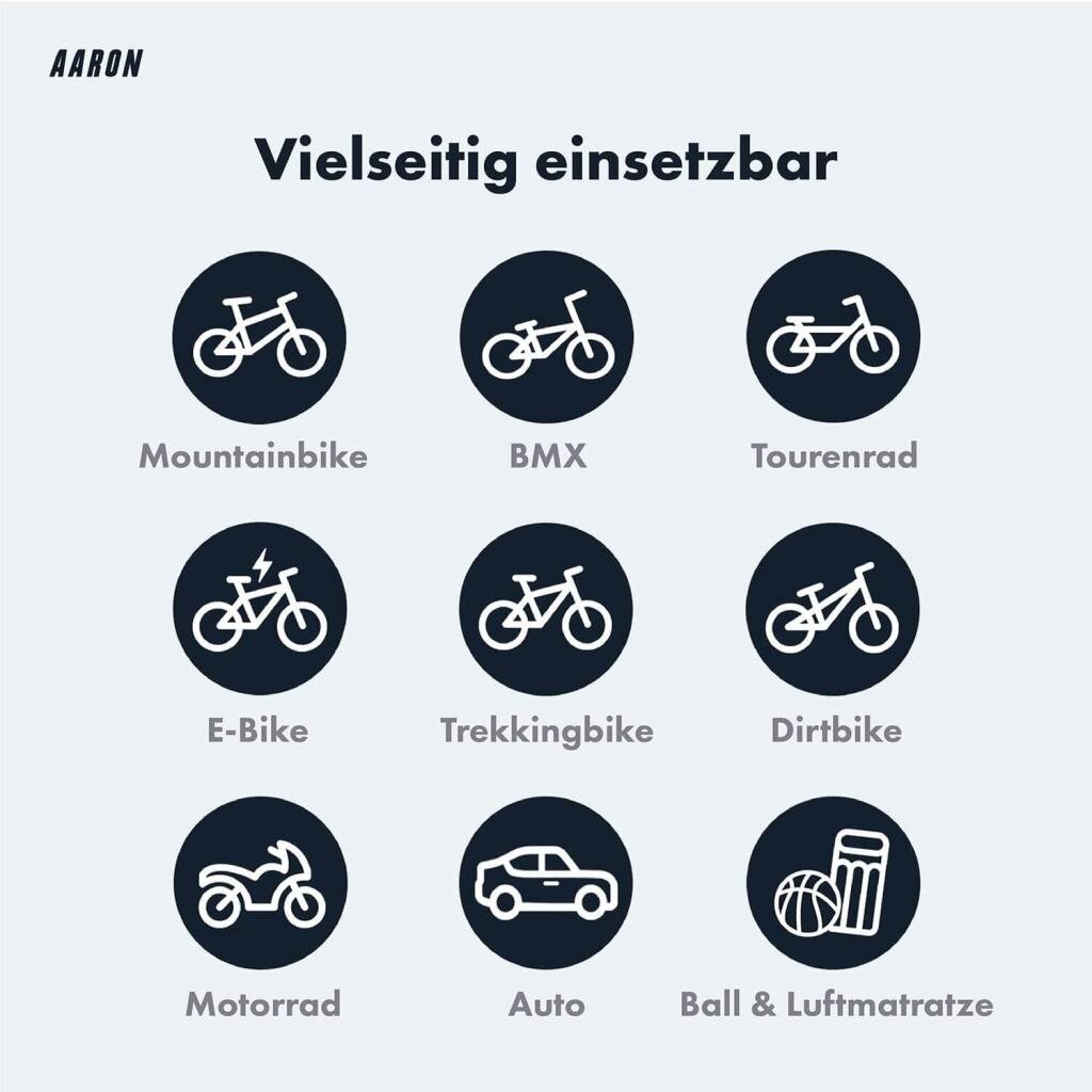 AARON Luftpumpe Sport One in Rot Fahrrad-Stand-Pumpe für alle Ventile mit Manometer