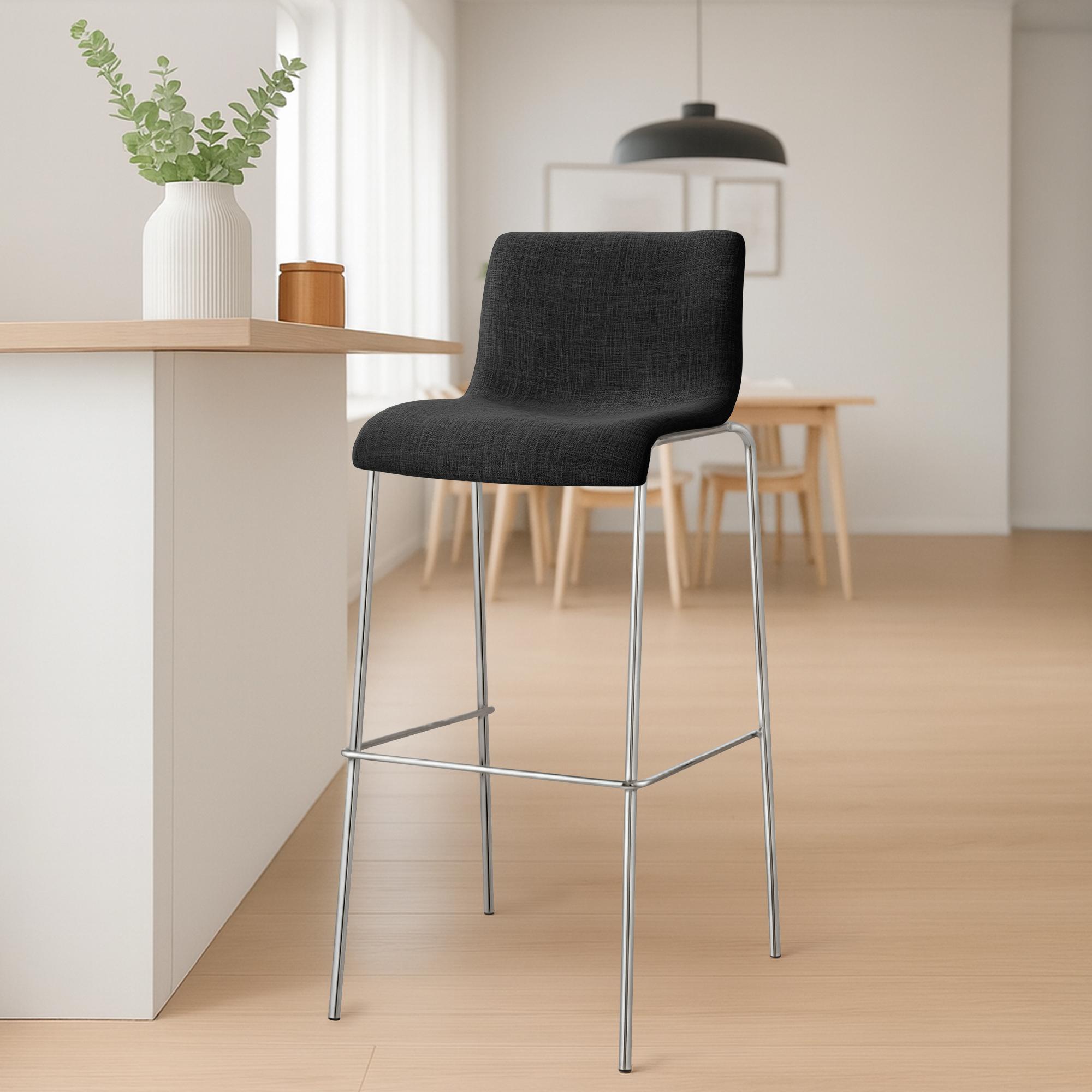 Barhocker Hoover Stoff 4-Fuß Gestell Chrom