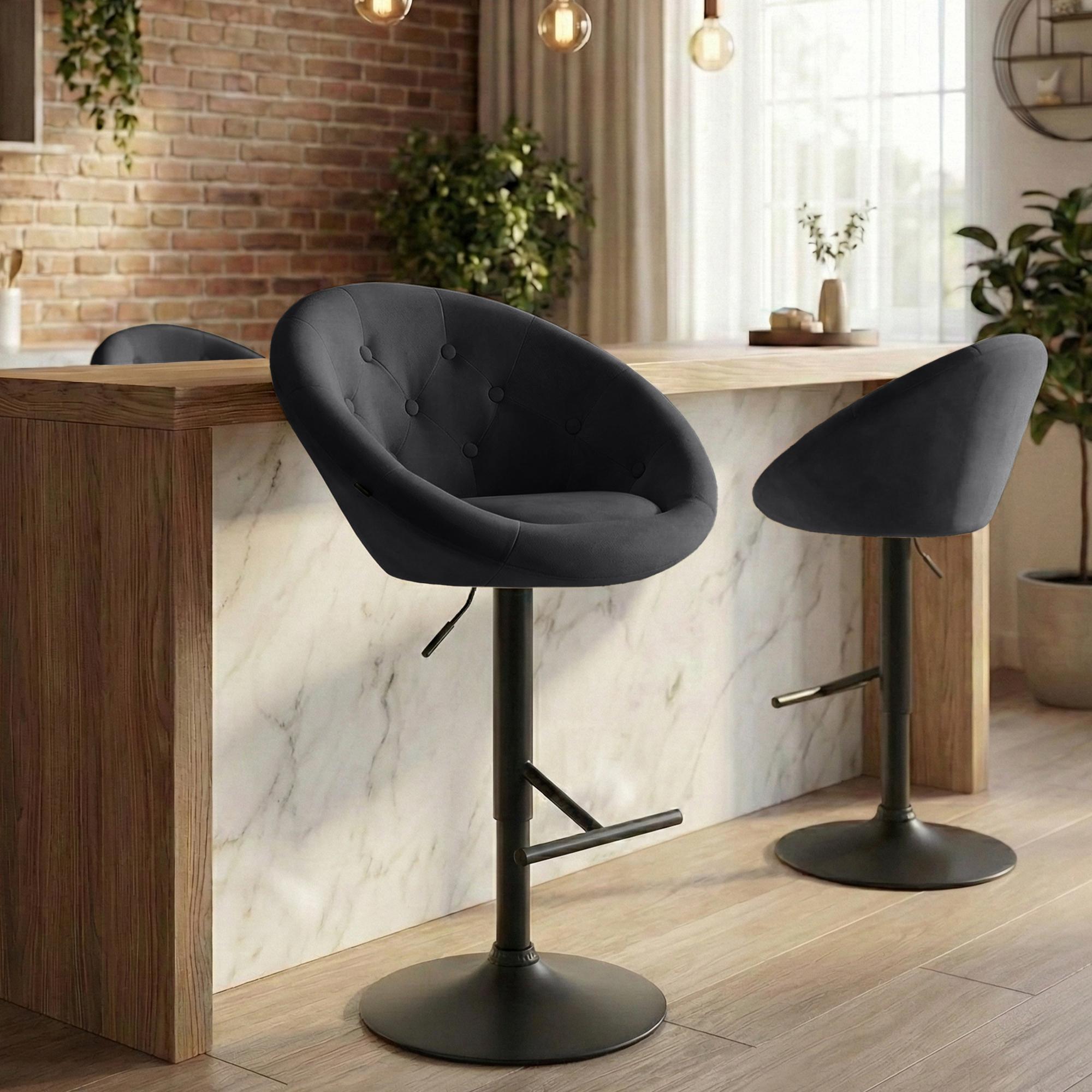 Barhocker London Samt schwarz