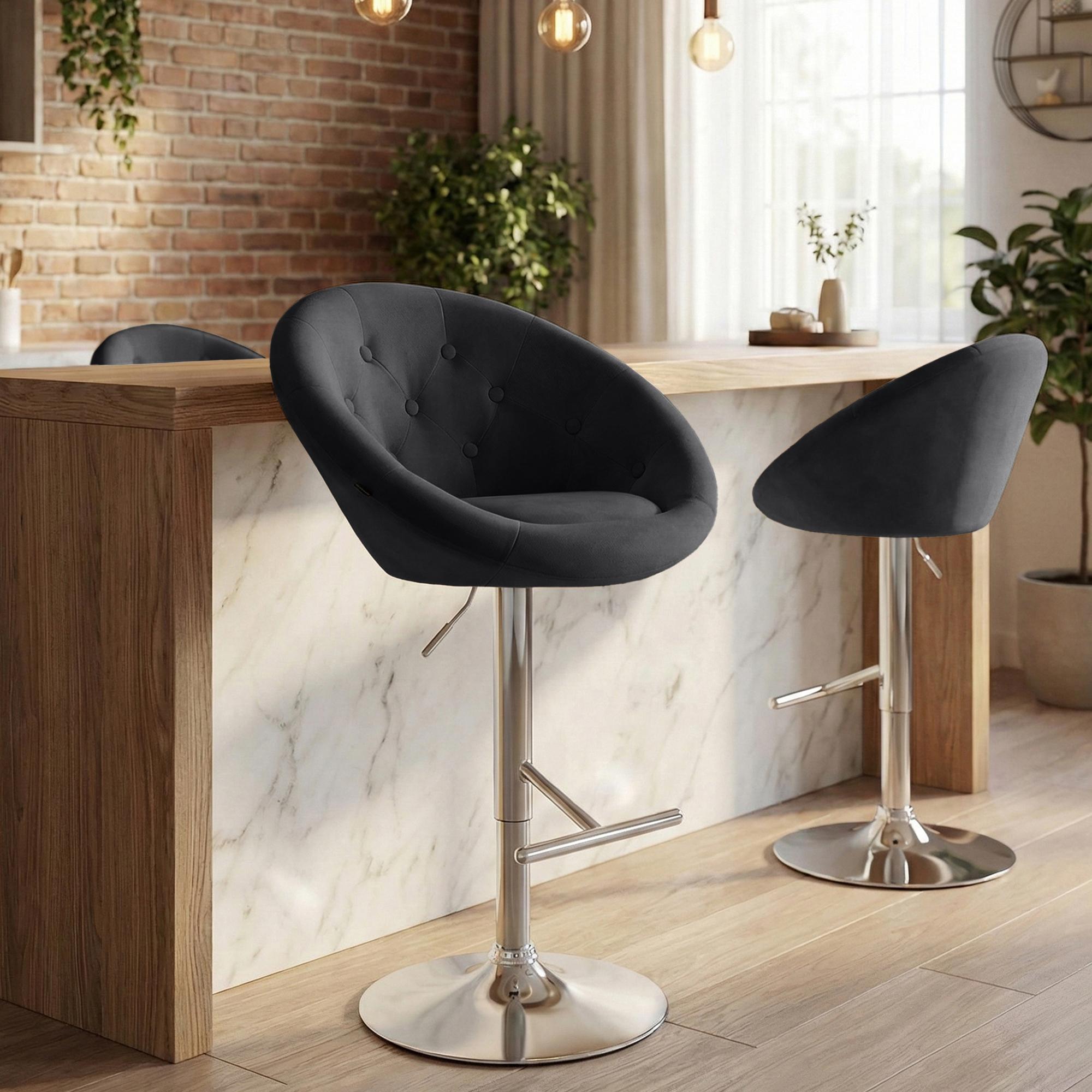 Barhocker London Samt chrom