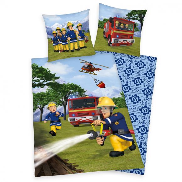 Herding Textilien Feuerwehrmann Sam - Wendebettwäsche (Renforcé) - 80 x 80 cm  + 135 x 200 cm