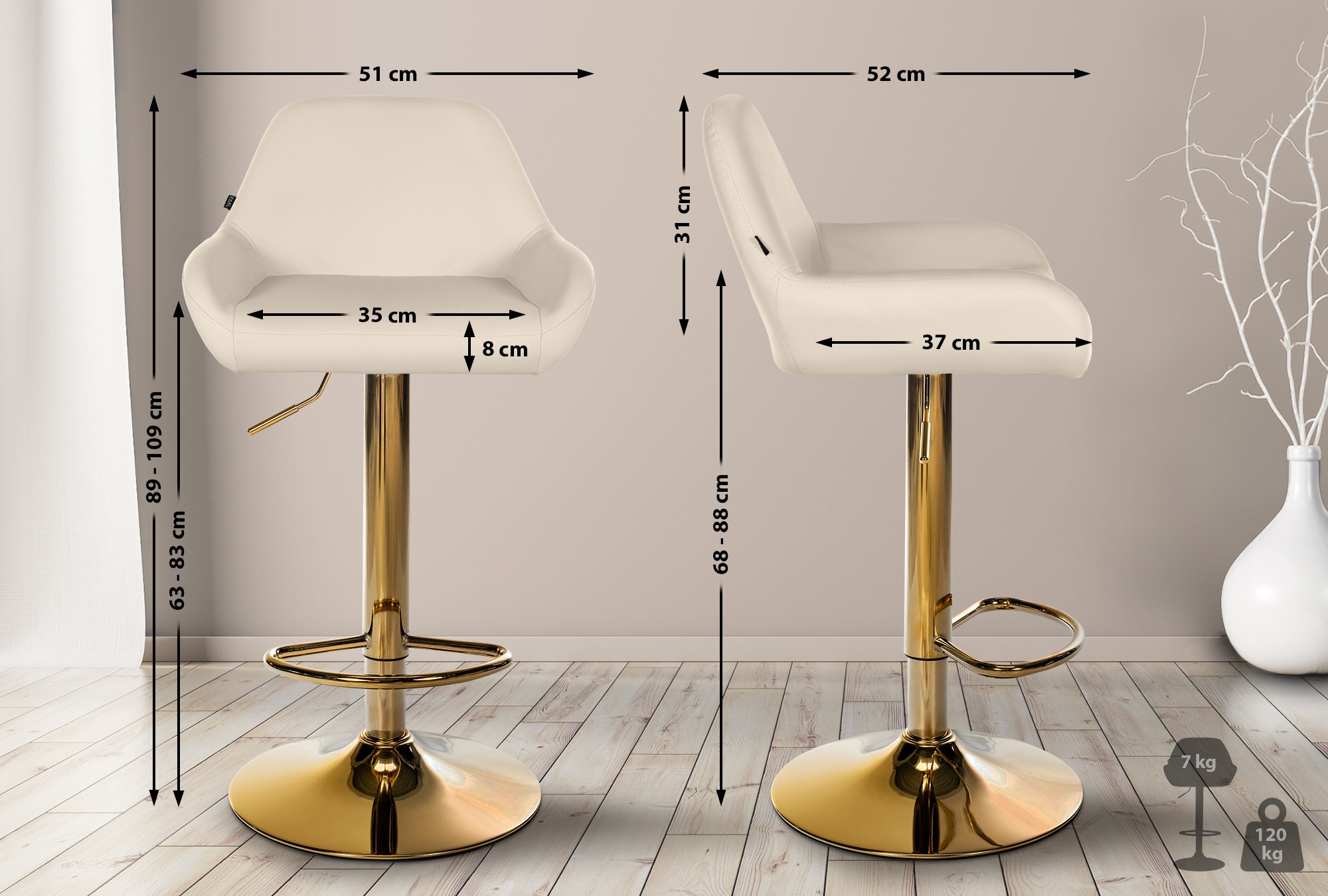 Barhocker Braga Gold Kunstleder