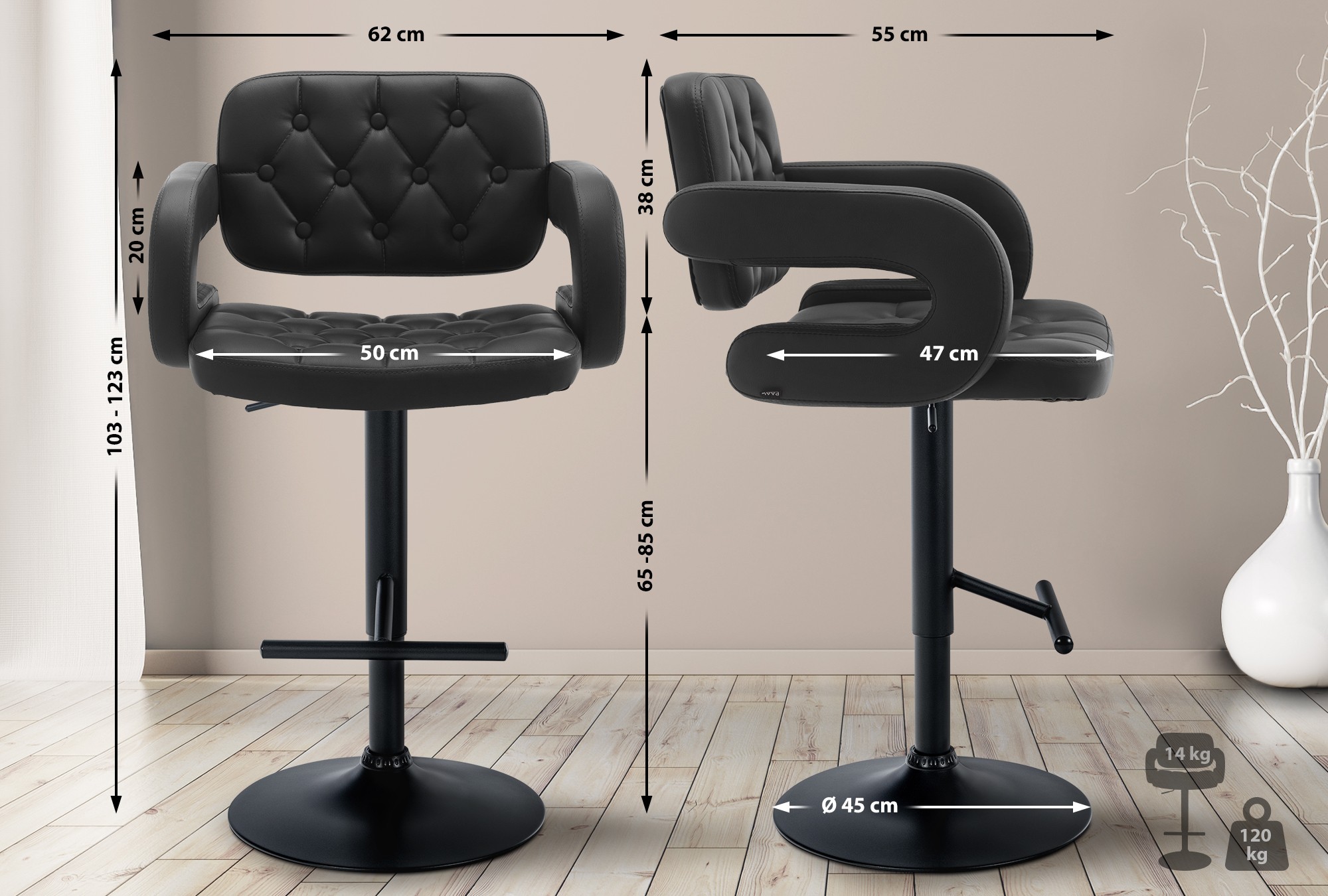 Barhocker Dublin schwarz