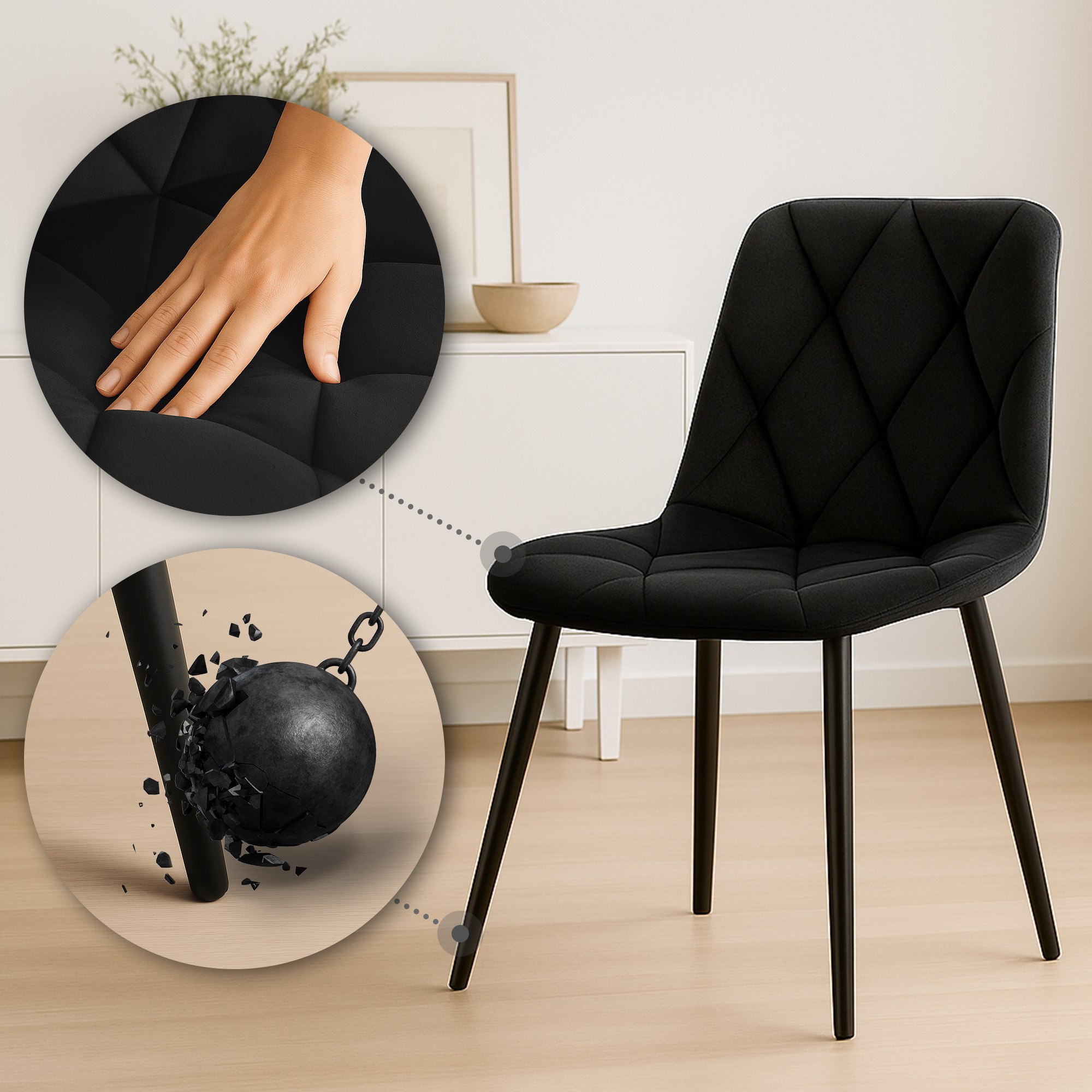 2er Set Esszimmerstuhl Clairton Samt