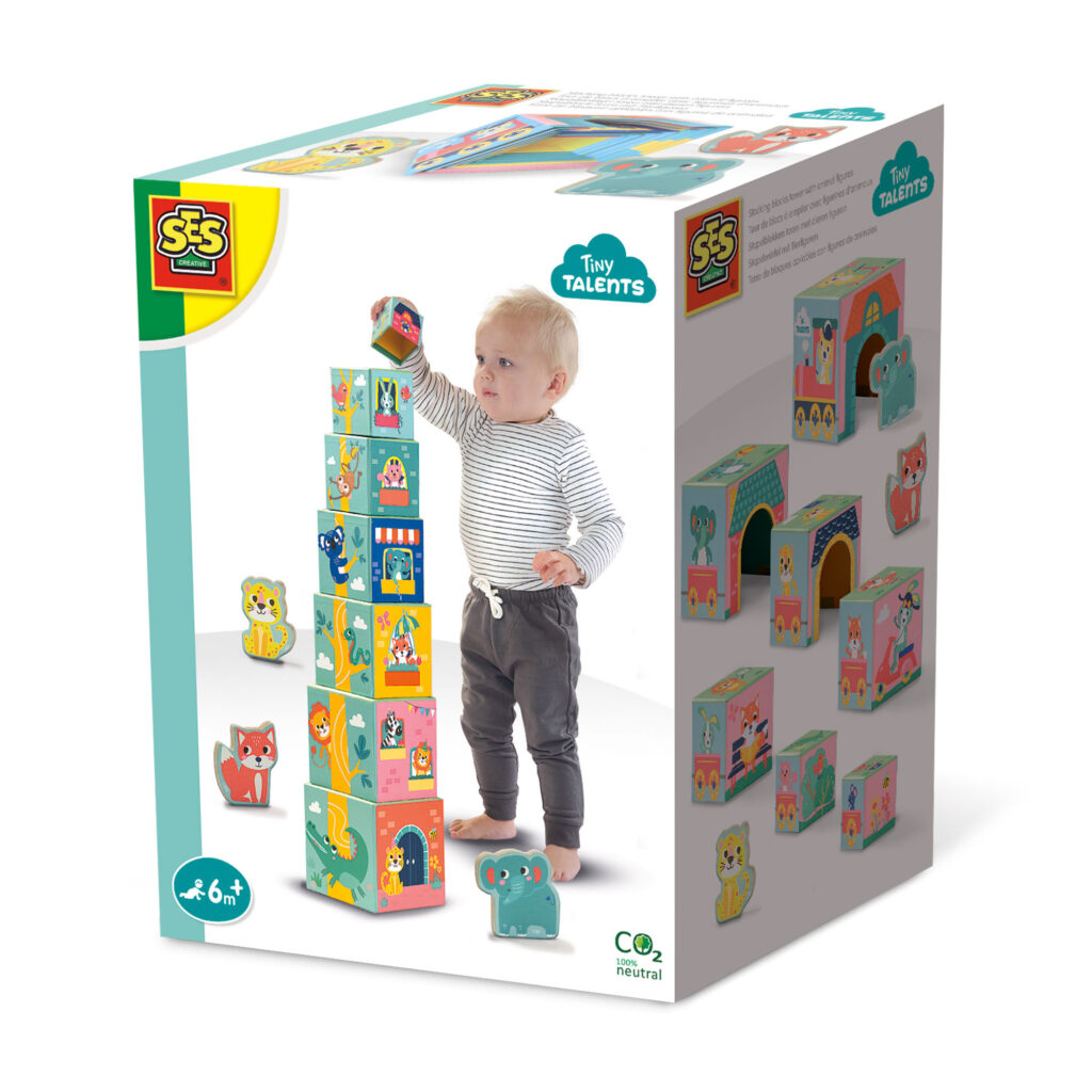 SES Bastel- & Kreativspielzeug SES Stapelwürfel mit Tierfiguren