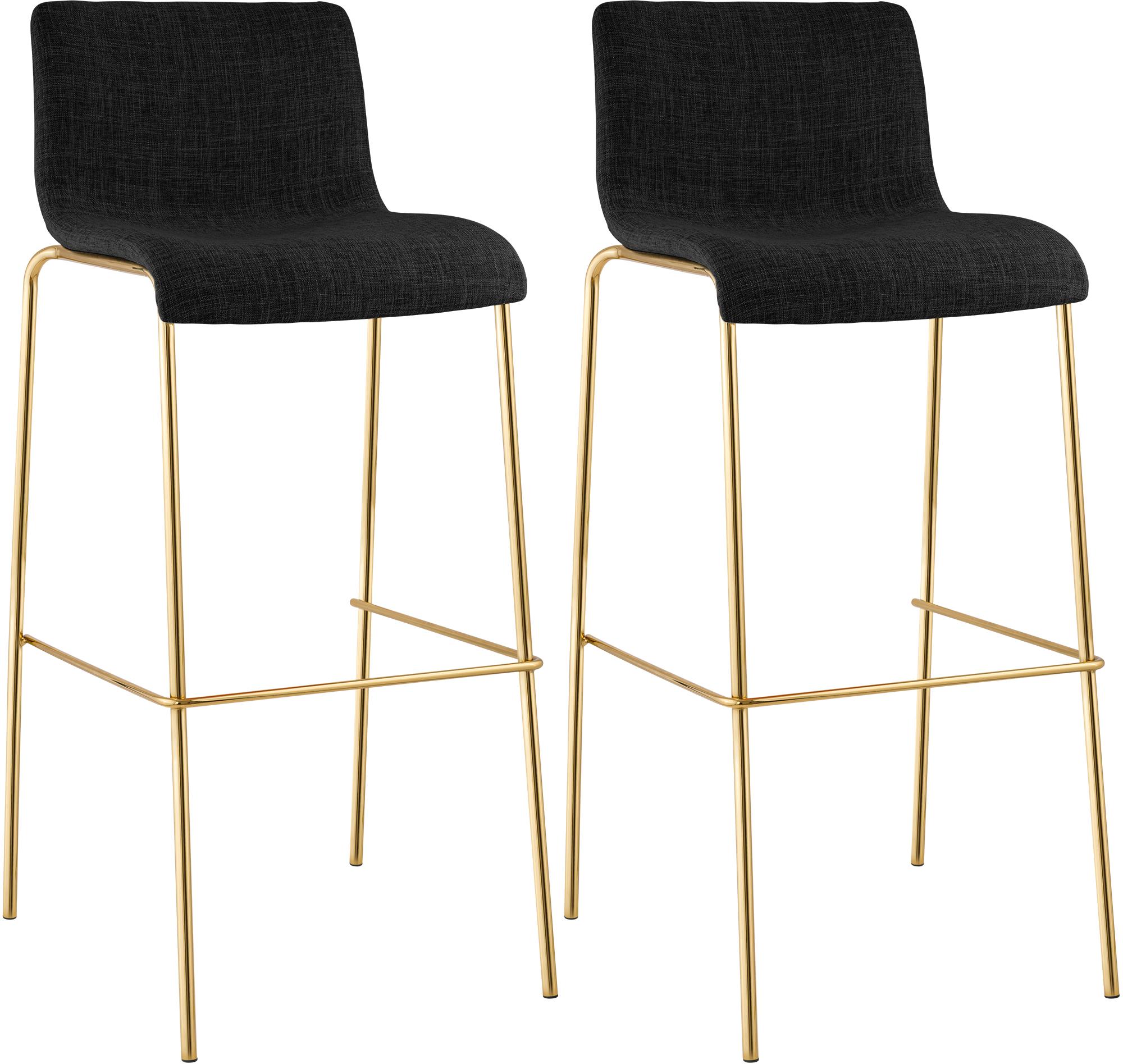 2er Set Barhocker Hoover Stoff 4-Fuß Gold