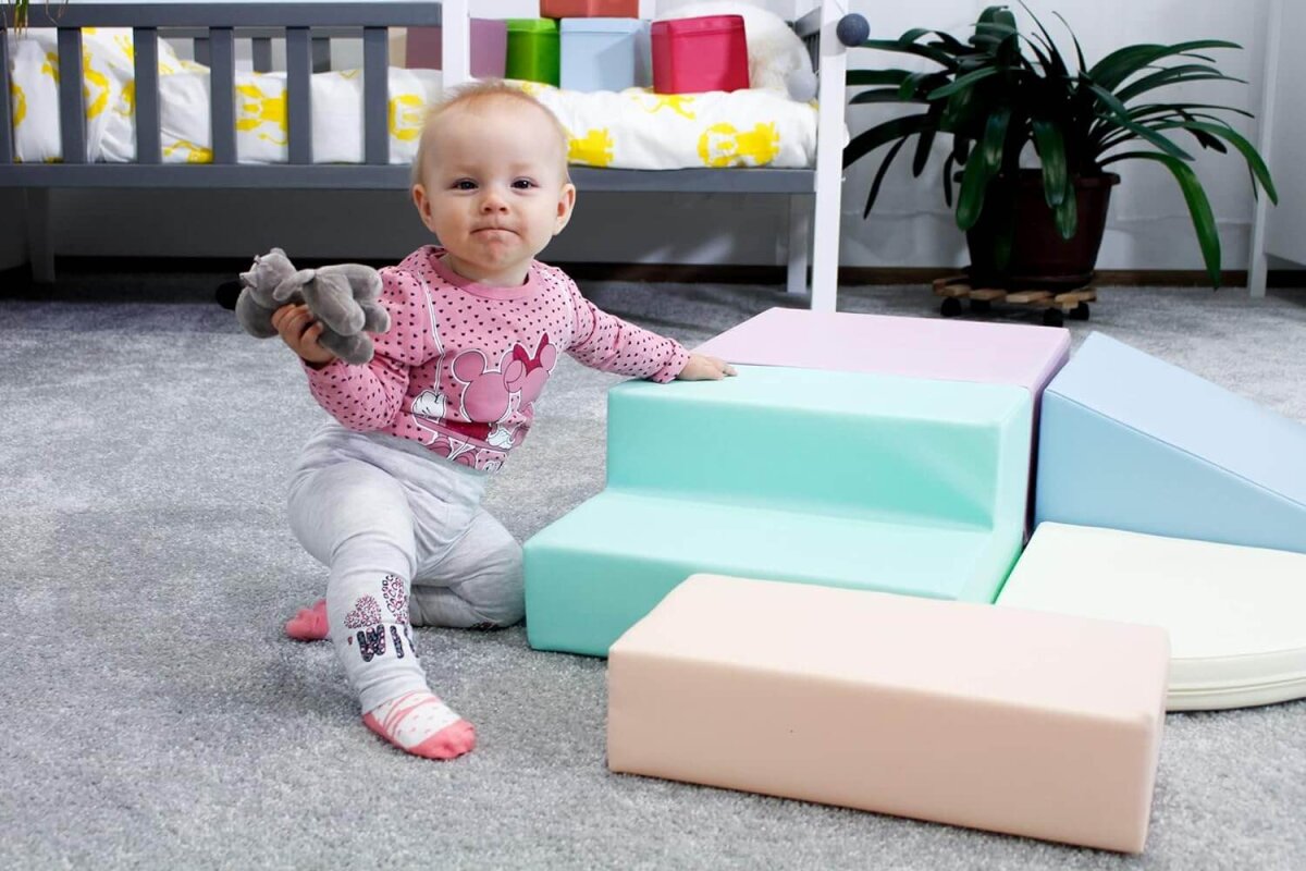 IGLU SET 6 Corner Climber - Helle Pastellfarben - Bunte Schaumstoff-Klettermodule/Bausteine für Kinder