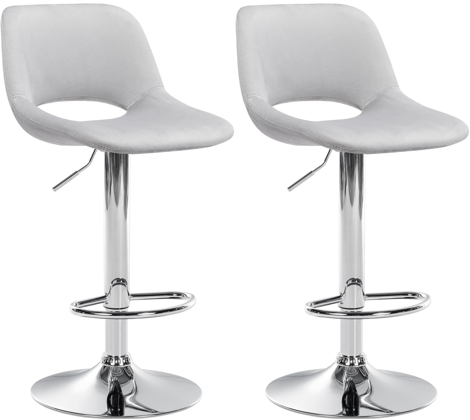 2er Set Barhocker Camden Samt chrom