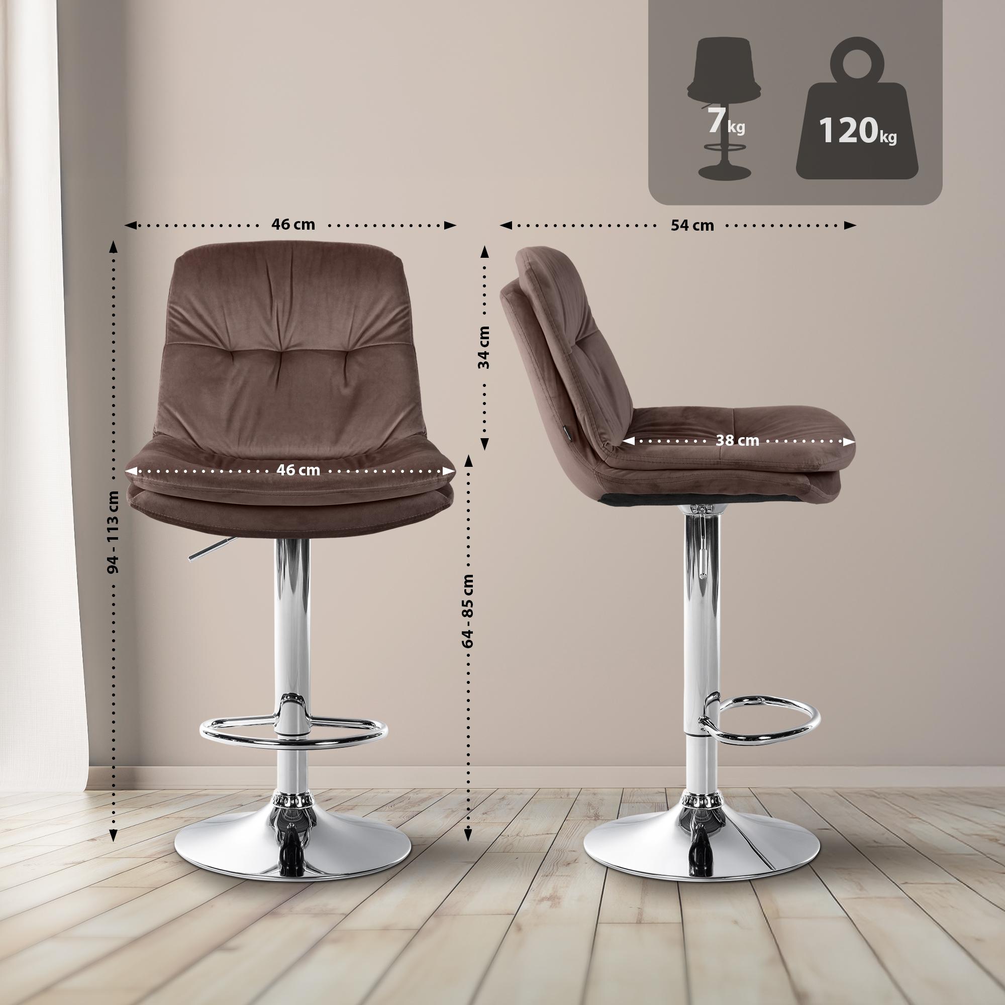 Barhocker Laurel Samt chrom