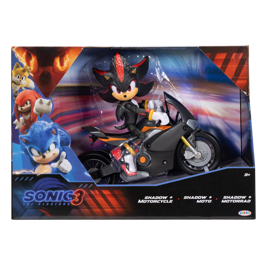 Jakks Pacific Sammel- & Spielfiguren Sonic The Hedgehog 3 - Shadow mit Mototrrad Spielset - 13 cm