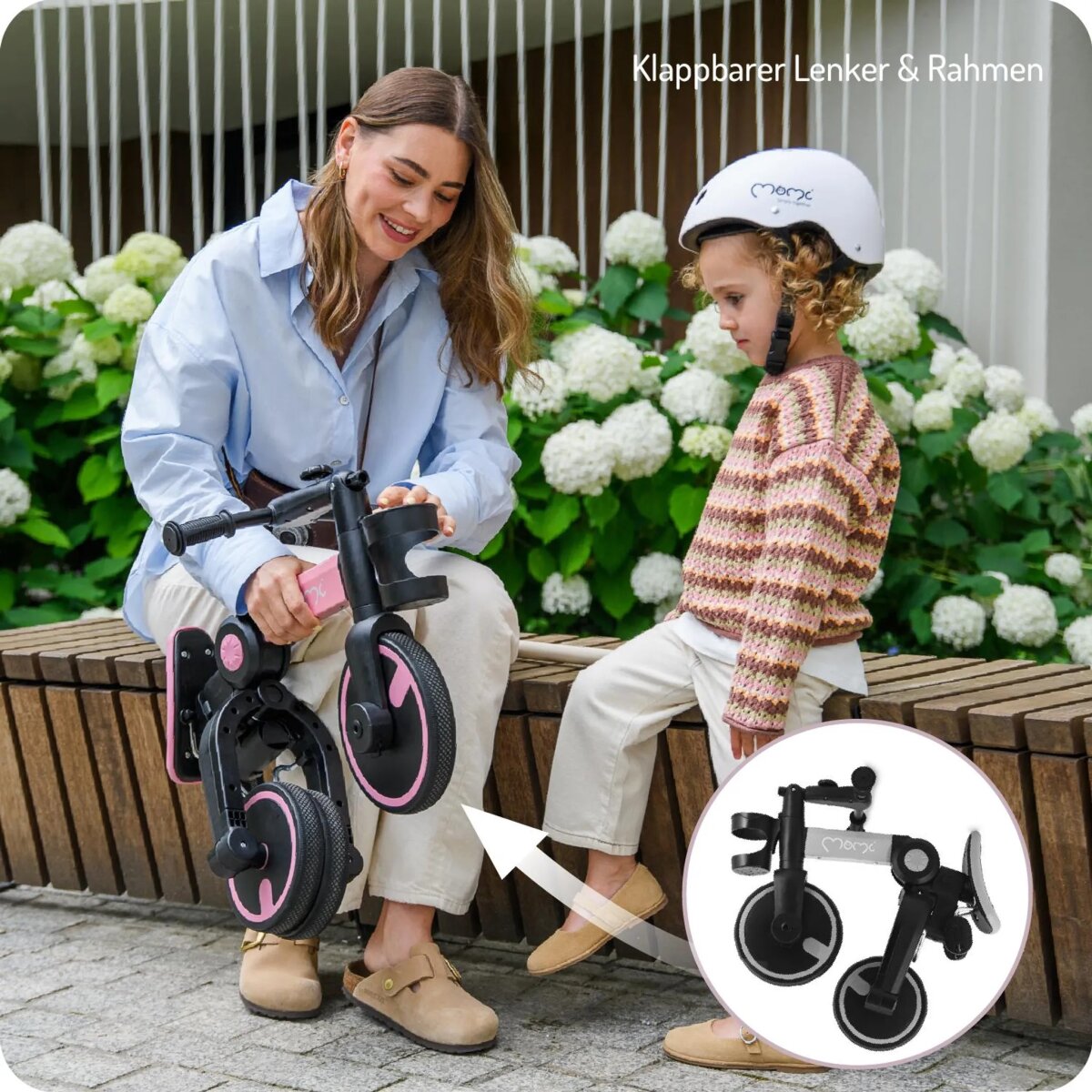 TelForceOne S.A. MoMi FILO 3-in-1 Kinderdreirad – klappbar per Knopfdruck, höhenverstellbarer Lenker und Sattel, für Kinder ab 1 Jahr Grau – Ansicht 5