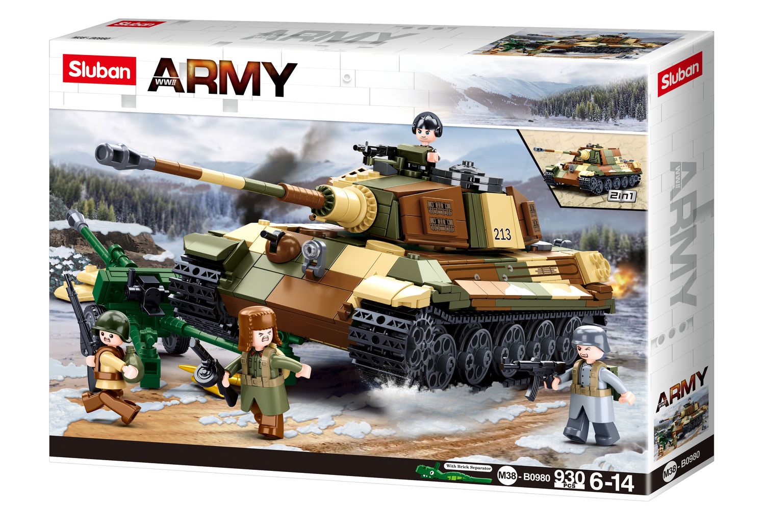 Sluban Bau- & Konstruktionsspielzeug Sluban M38-B0980 - Army Battle of Budapest - Großer Deutsche Panzer 2in1