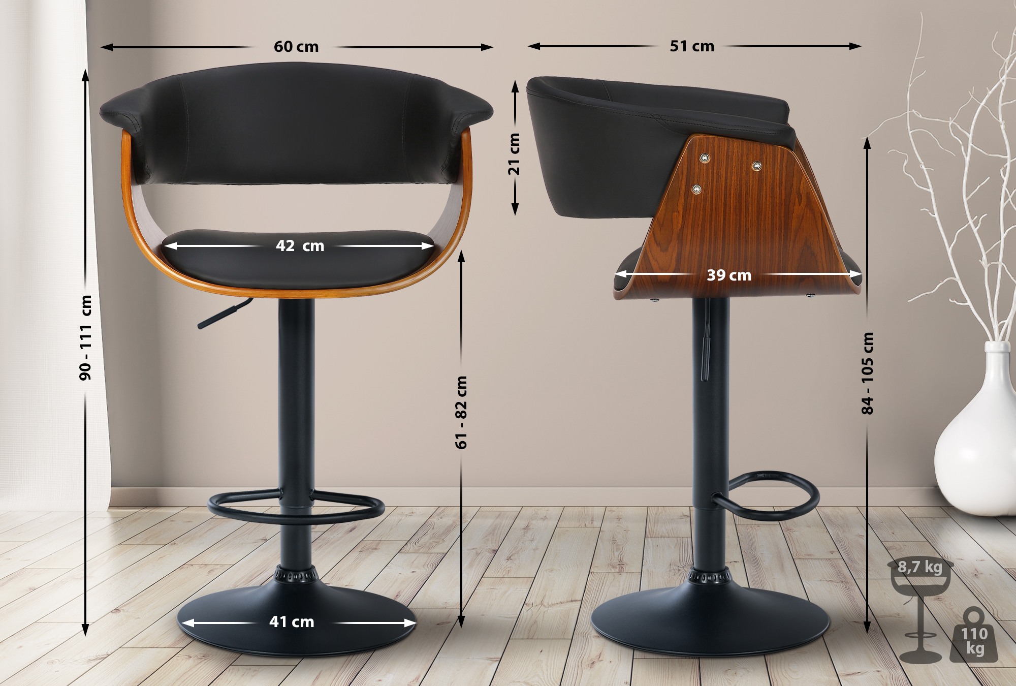 2er Set Barhocker Vestal Kunstleder