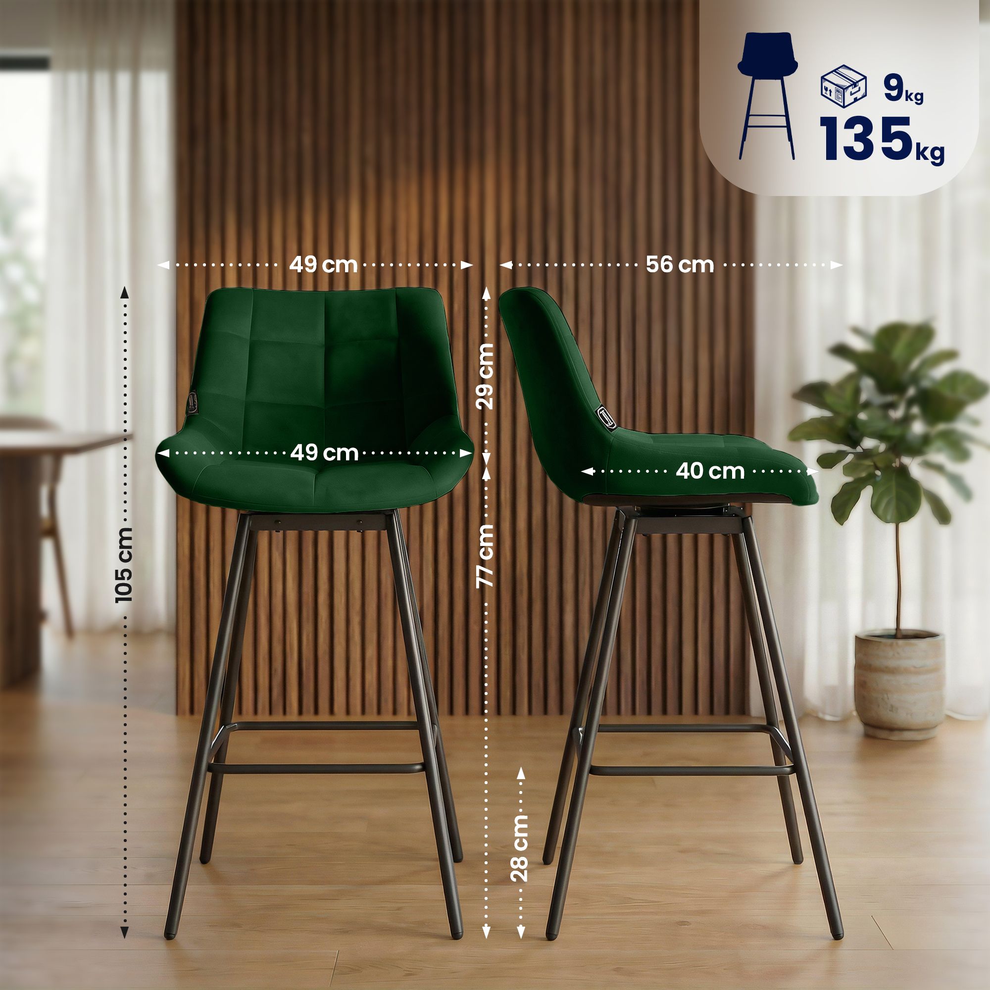 Barhocker Weston Schwenkbar Samt