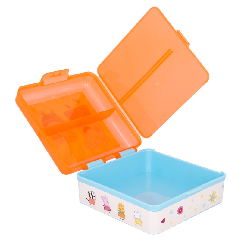 Stor Brotdosen & Trinkflaschen Peppa Pig / Wutz - quadratische Sandwich Box mit mehreren Fächern