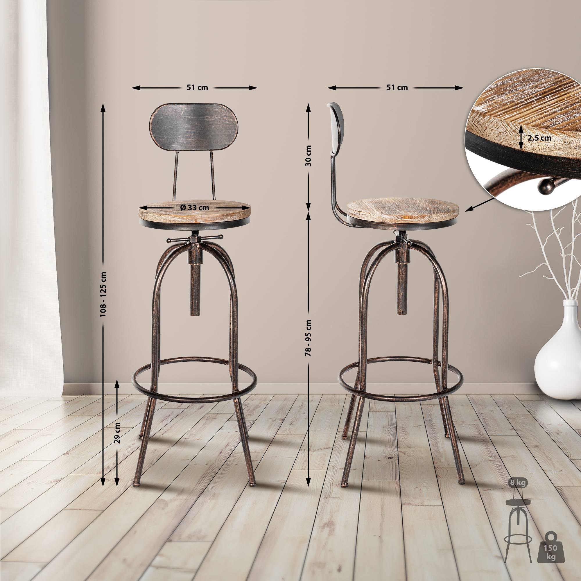 Barhocker Pino, Holz