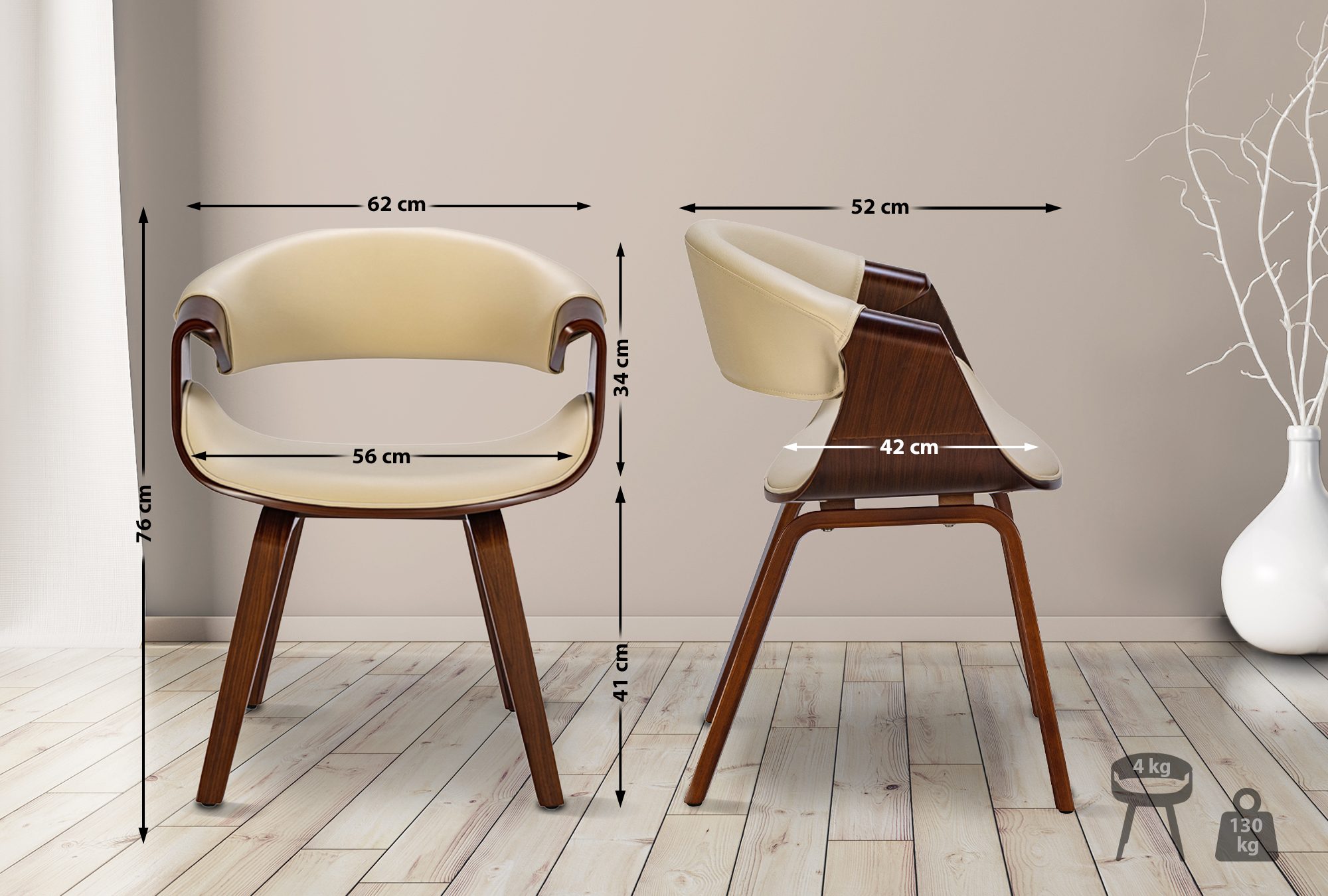 2er Set Esszimmerstuhl Foley Kunstleder