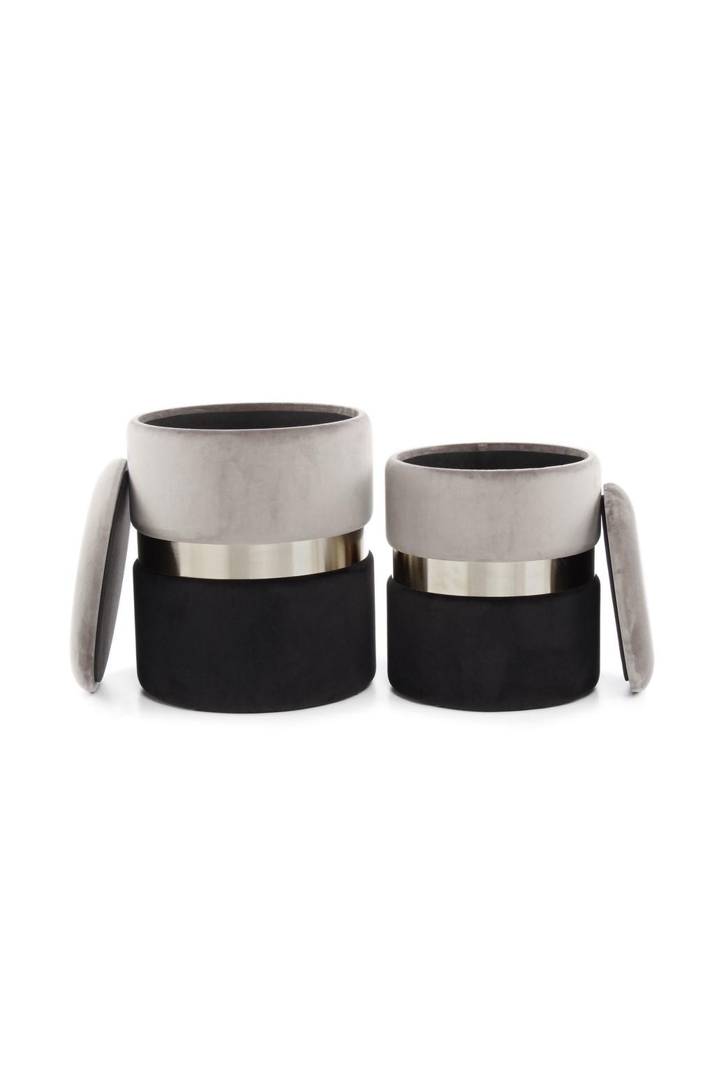 Hocker Hocker Zora 125 2er-Set Grau / Silber / Schwarz