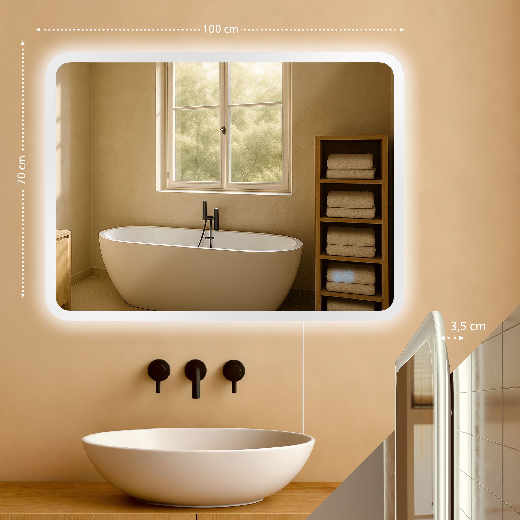 Badspiegel Jericho 70x100 ohne Bluetooth