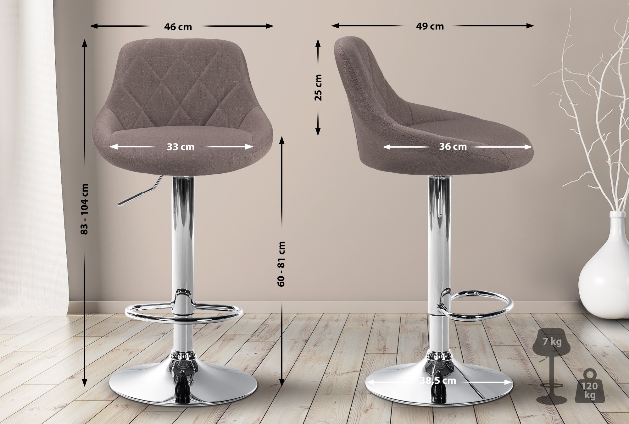 Barhocker Lazio Stoff chrom