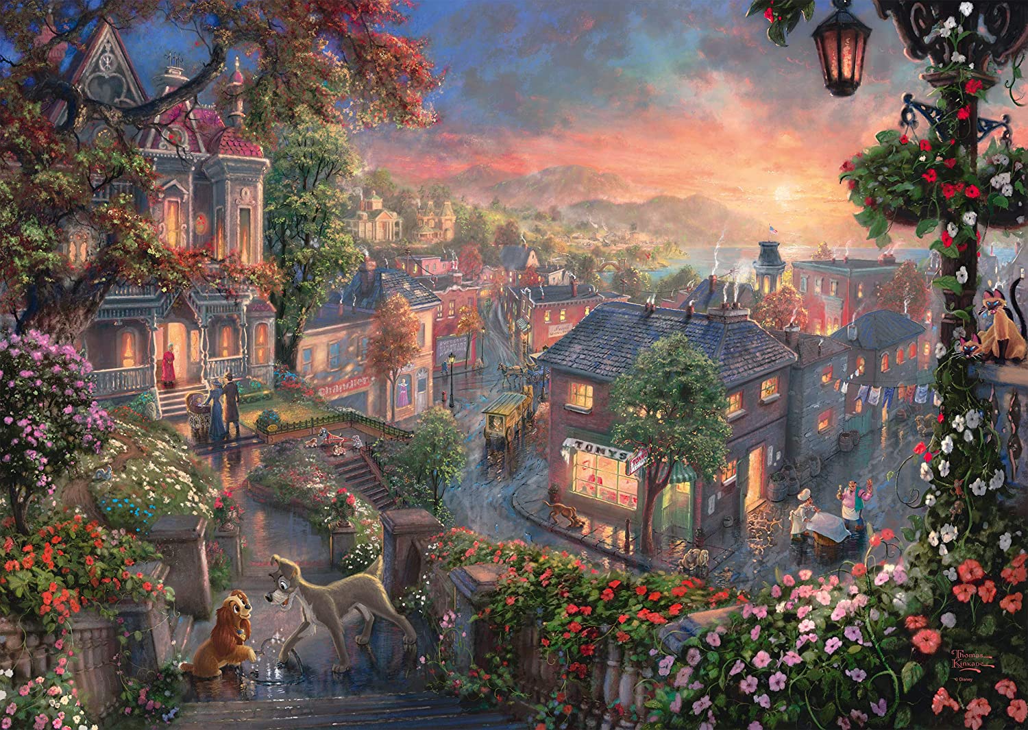 Schmidt Spiele GmbH Puzzles Disney, Susi und Strolch  - 1000 Teile Puzzle (Thomas Kinkade)