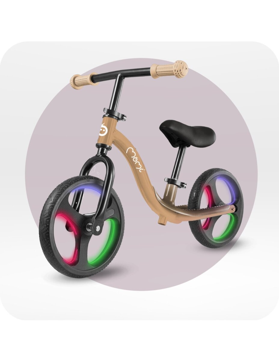 MoMi ISOKA Laufrad in Beige mit LED-Leuchten für Kinder ab 2 Jahren