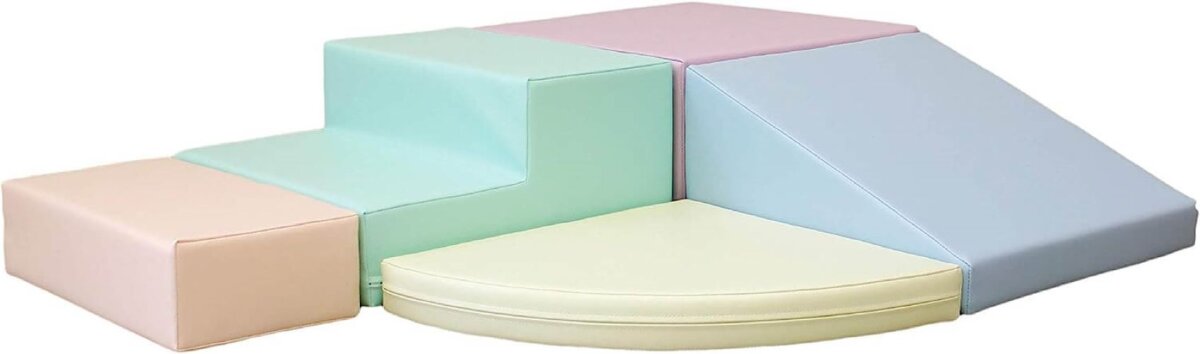 IGLU SET 6 Corner Climber - Helle Pastellfarben - Bunte Schaumstoff-Klettermodule/Bausteine für Kinder