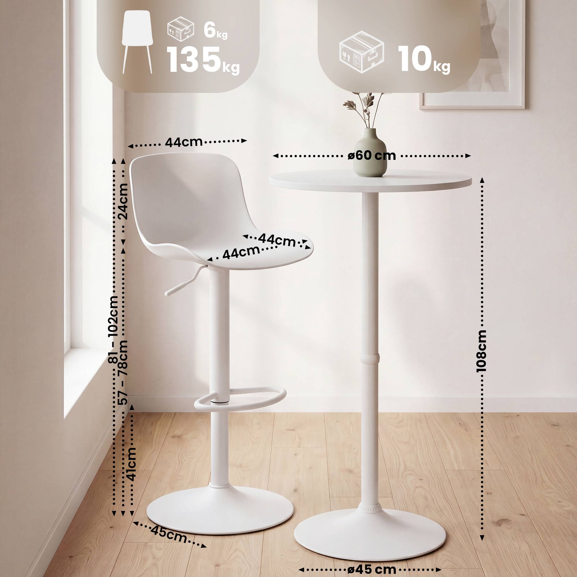 2er Bartisch Set Velor Kunststoff