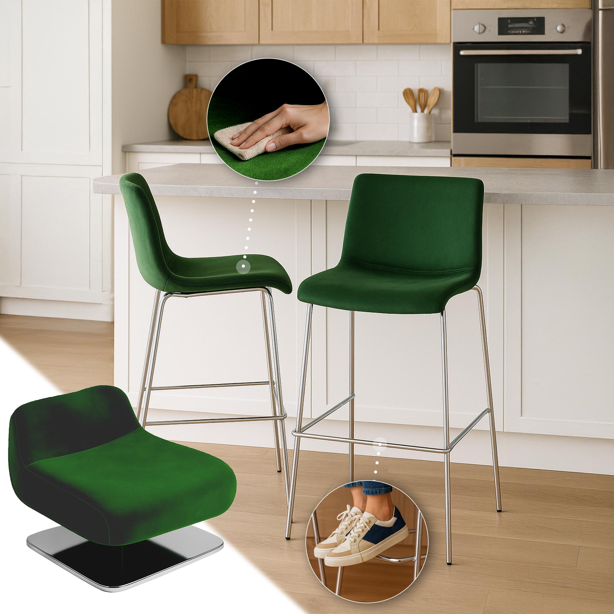 Barhocker Hoover Samt 4-Fuß Chrom