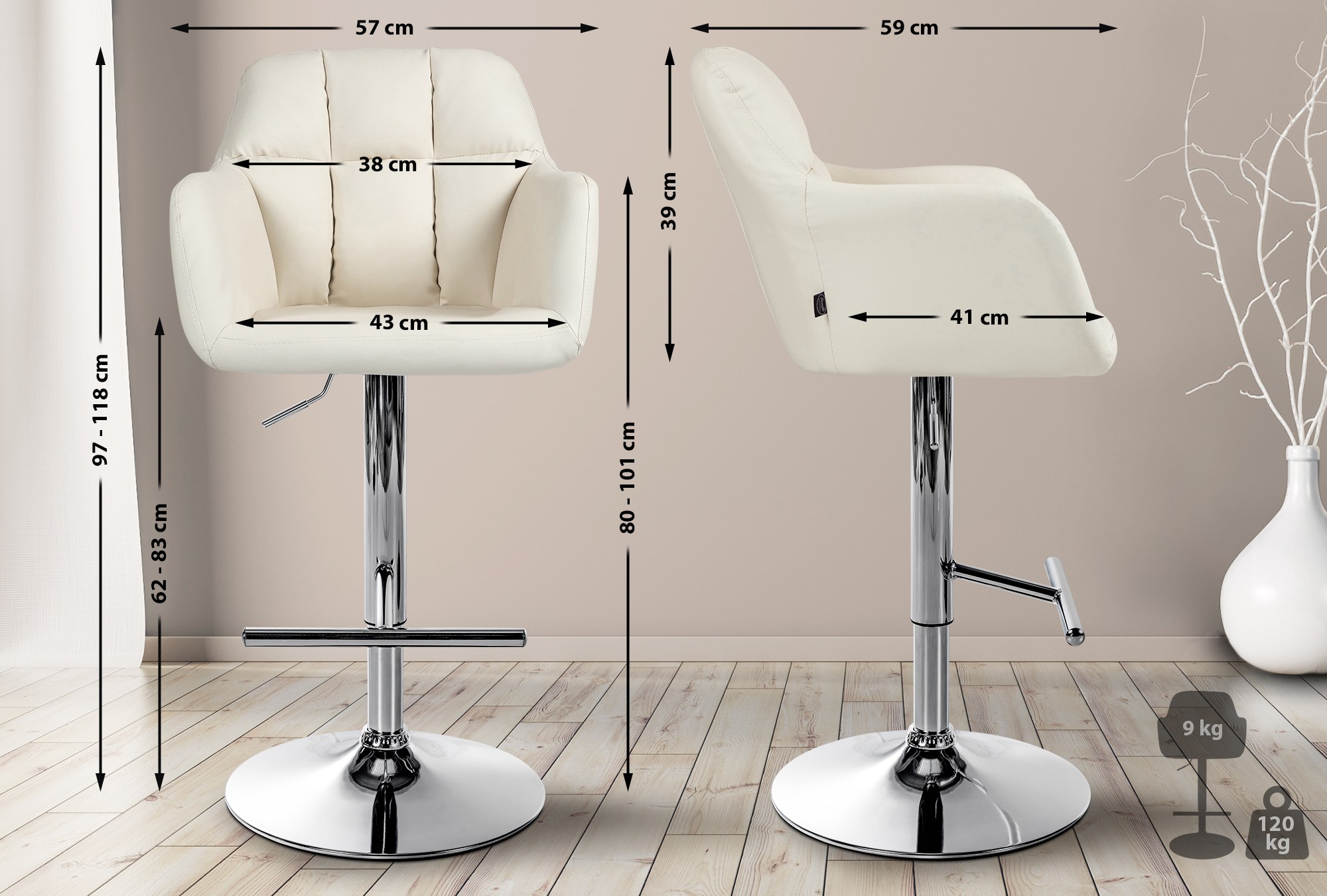 Barhocker Natoma Kunstleder chrom