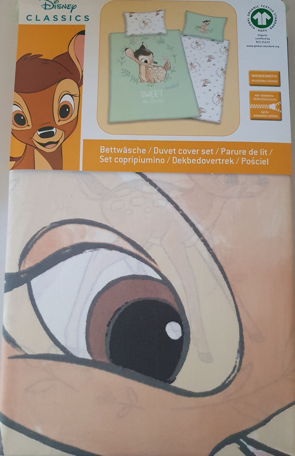 Herding Textilien Disney Bambi - Wendebettwäsche - 65/100 x 160 x 210 cm