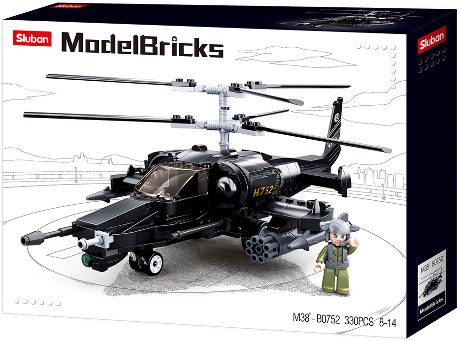 Sluban Bau- & Konstruktionsspielzeug Sluban M38-B0752 - Model Bricks - Kampfhubschrauber