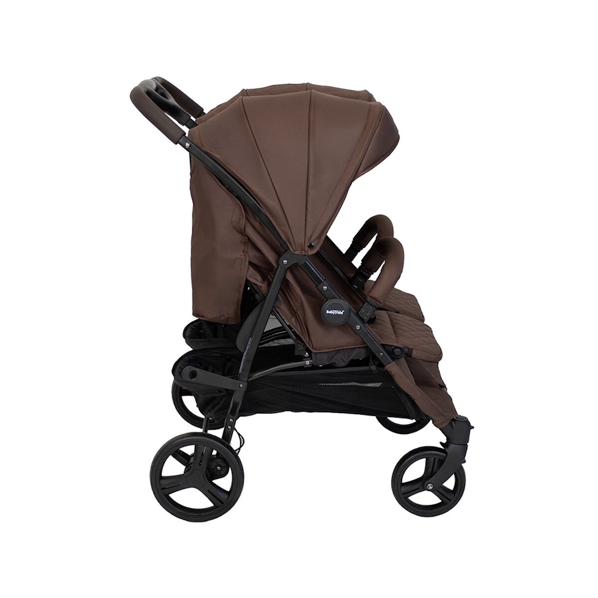 BabyTrold OS2 Zwillingsbuggy Chocolate, verstellbar, pannensichere Räder