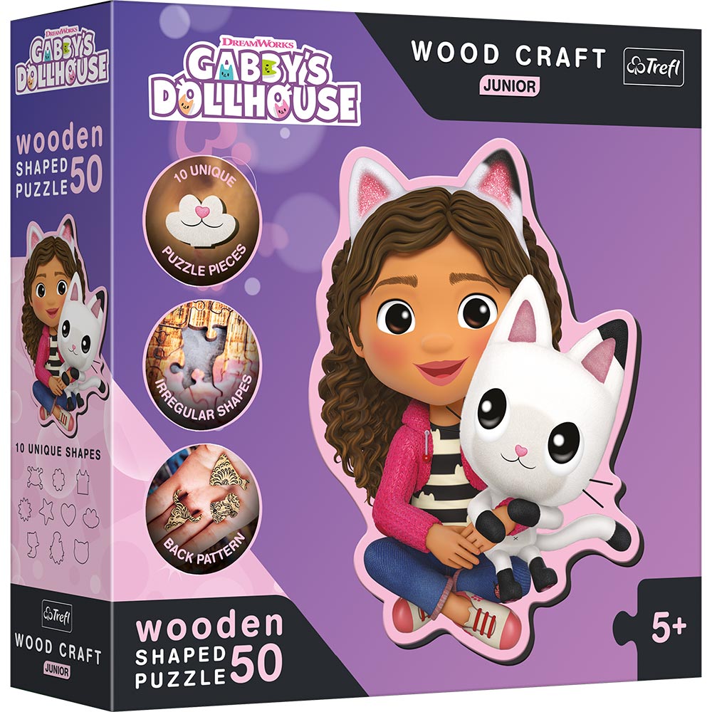 Trefl Puzzles Gabby´s Dollhouse - Holz Form Puzzle 50 Teile