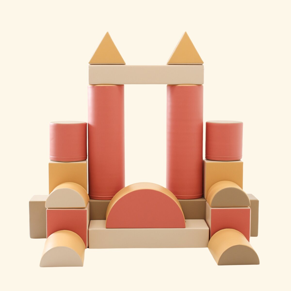 IGLU Softplay PEPI RER SIA IGLU SET 19X Fortress - Beige/Pastell-Pink/Grau/Honigfarben - Schaumstoffbaustein-Set Festung/Burg für Kinder – Ansicht 4