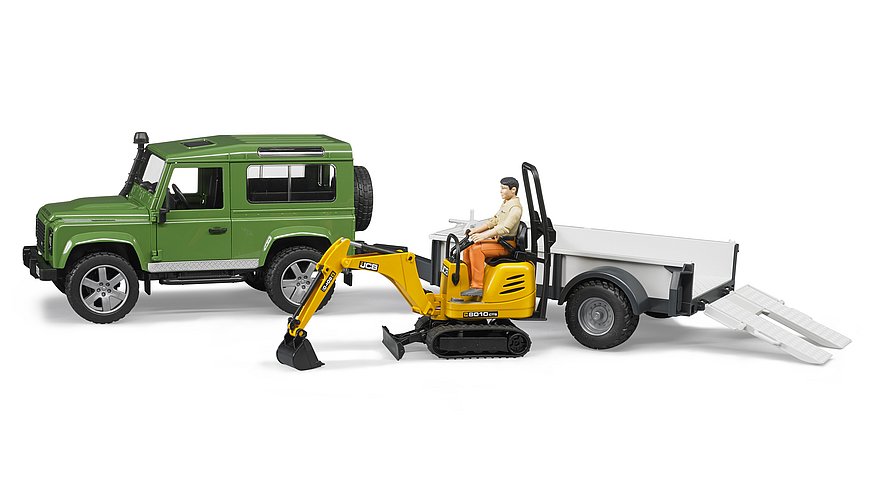 BRUDER Modelle & Fahrzeuge Bruder 02593 - Land Rover mit Hänger und JCB Bagger, 1:16